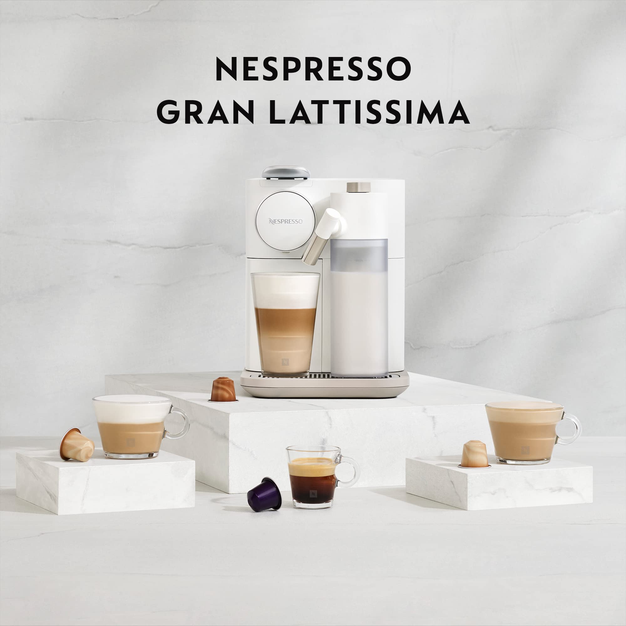 De'Longhi Nespresso Gran Lattissima EN640.B Automatic Coffee Machine with Milk Frother, 19 Bar Pressure, Single-Serve Capsule System for Cappuccino & Latte - Sophisticated Dark Black - Perfect for Home & Office Use