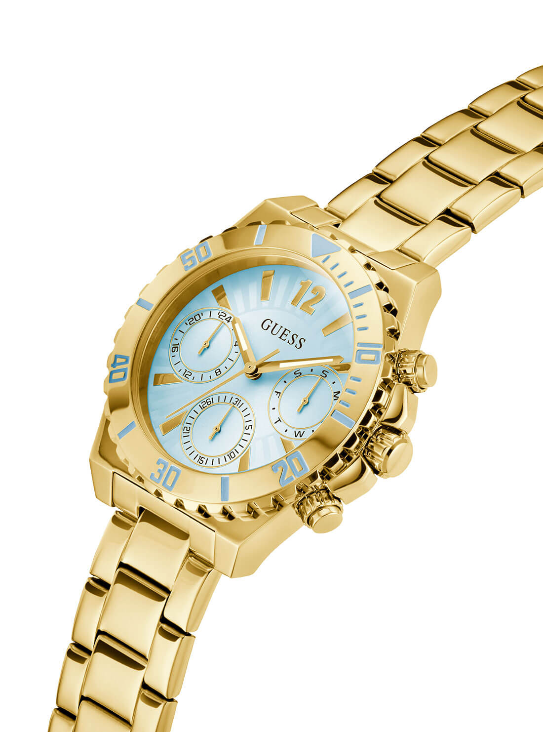 Gold Phoebe Blue Dial Link Watch - Elegant Stainless Steel Women's Wristwatch for Business, Party & Everyday Wear
