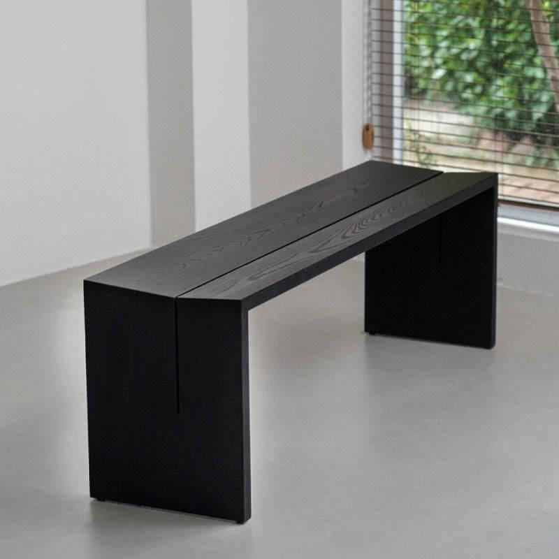 Midnight Black Solid Wood Accent Bench - Natural Wood Finish, Modern Casual Style for Living Room, Bedroom, or Entryway - Perfect for Home Decor and Extra Seating