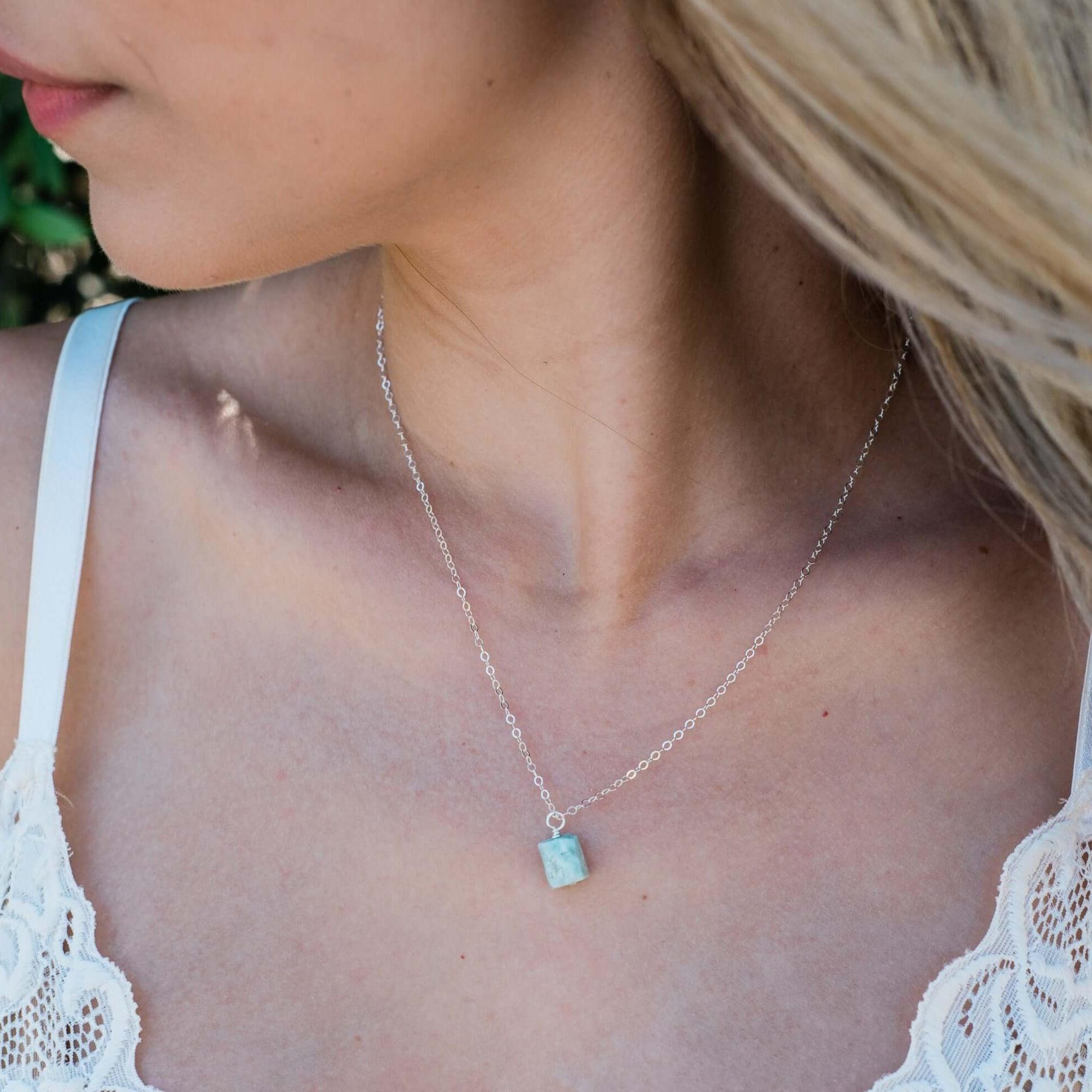 Natural Raw Larimar Pendant Necklace - Handmade Blue Gemstone Jewelry for Women - Perfect for Beach Vacations & Boho Fashion