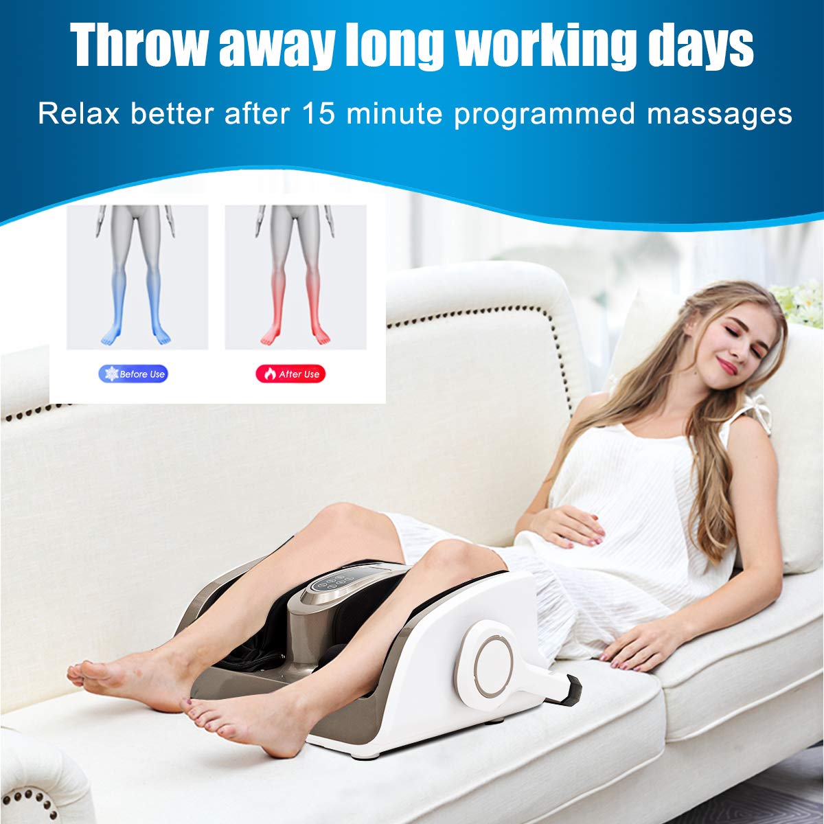 Best Shiatsu Foot & Calf Massager with Heat Therapy - Remote Control, LCD Display & Air Compression for Circulation - Relieves Plantar Fasciitis, Insomnia & Muscle Pain - Perfect for Home Relaxation & Post-Workout Recovery