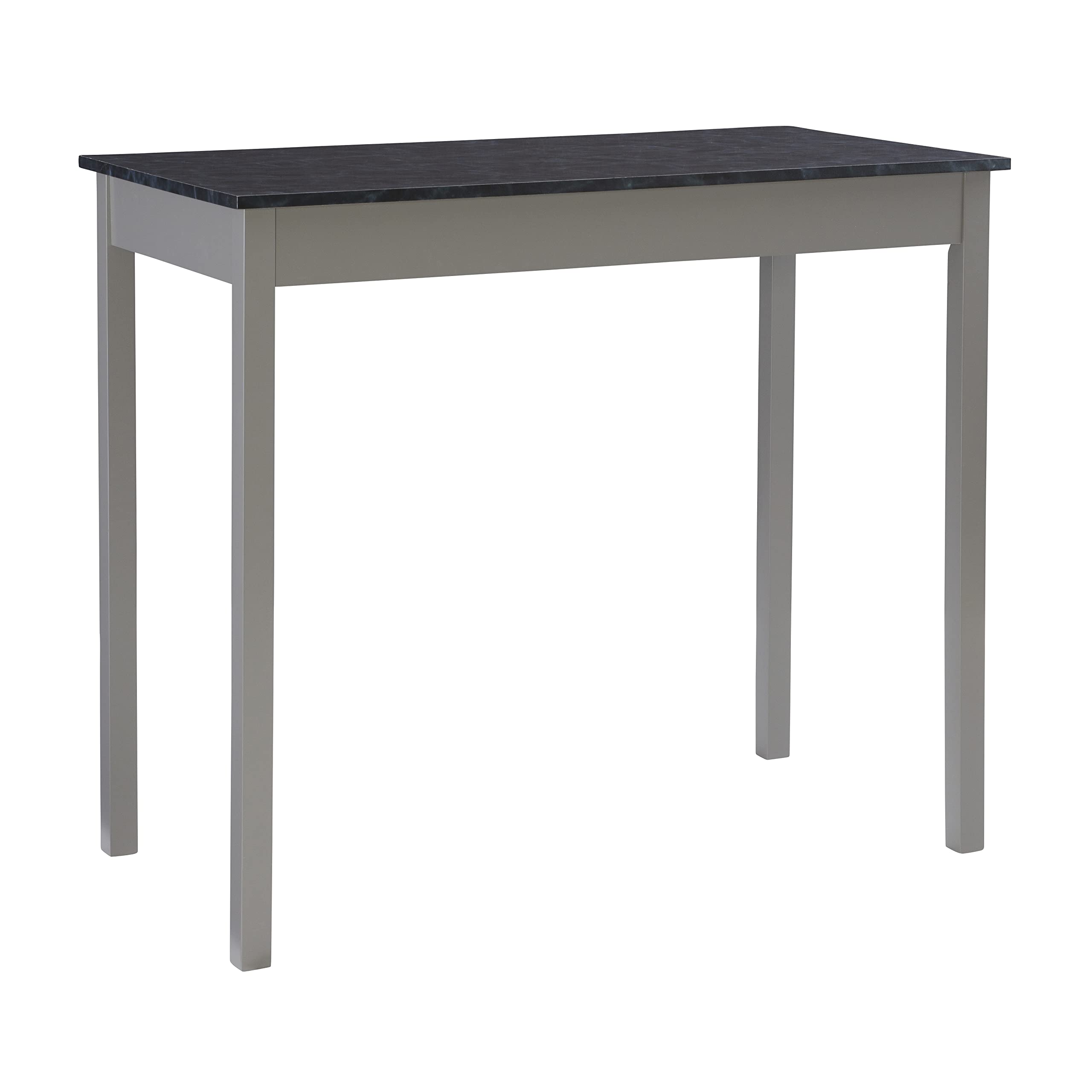 Linon Grey and Faux Marble 3-Piece Tavern Set - Bar Height Table with 2 Stools for Kitchen, Dining Room, or Pub Decor