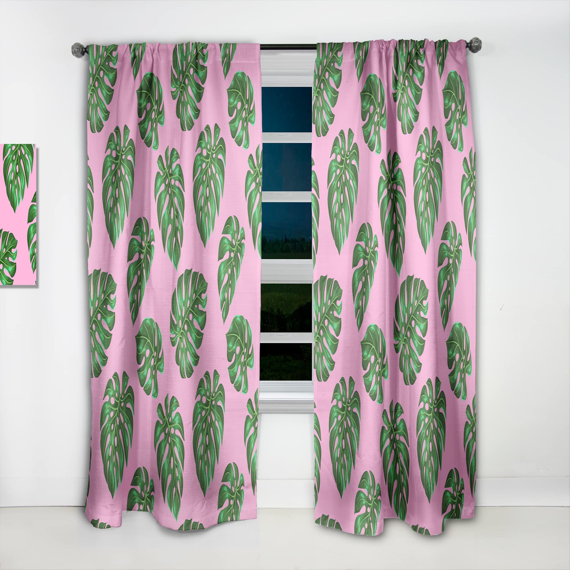DesignQ Tropical Palm Leaves III Blackout Curtains - Thermal Insulated Single Panel 52x95 Inches - Bedroom & Living Room Window Drapes for Privacy, Sun Protection & Energy Savings