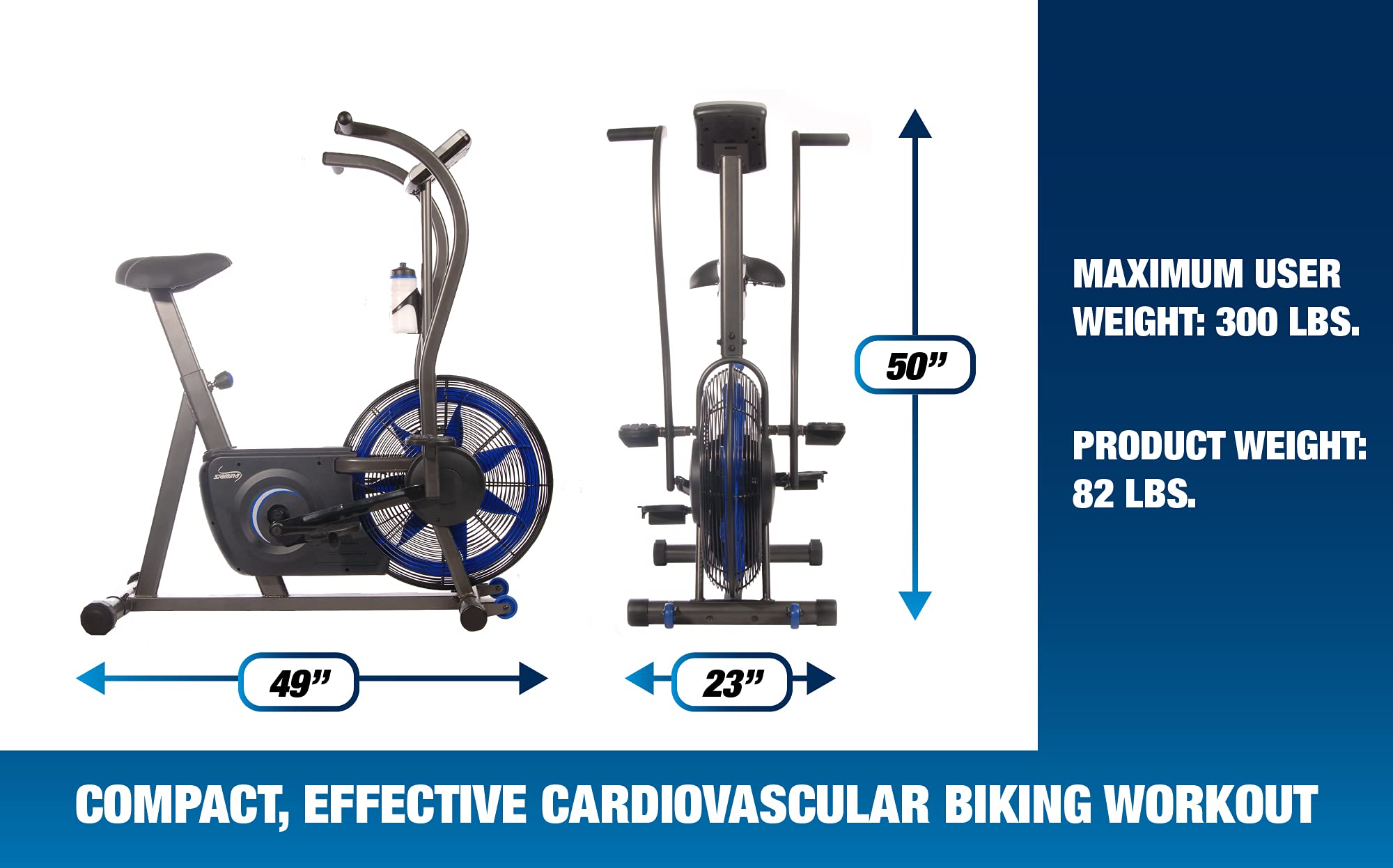 Stamina Airgometer Exercise Bike - Smart Workout App Compatible, No Subscription Needed for Home Gym & Cardio Training