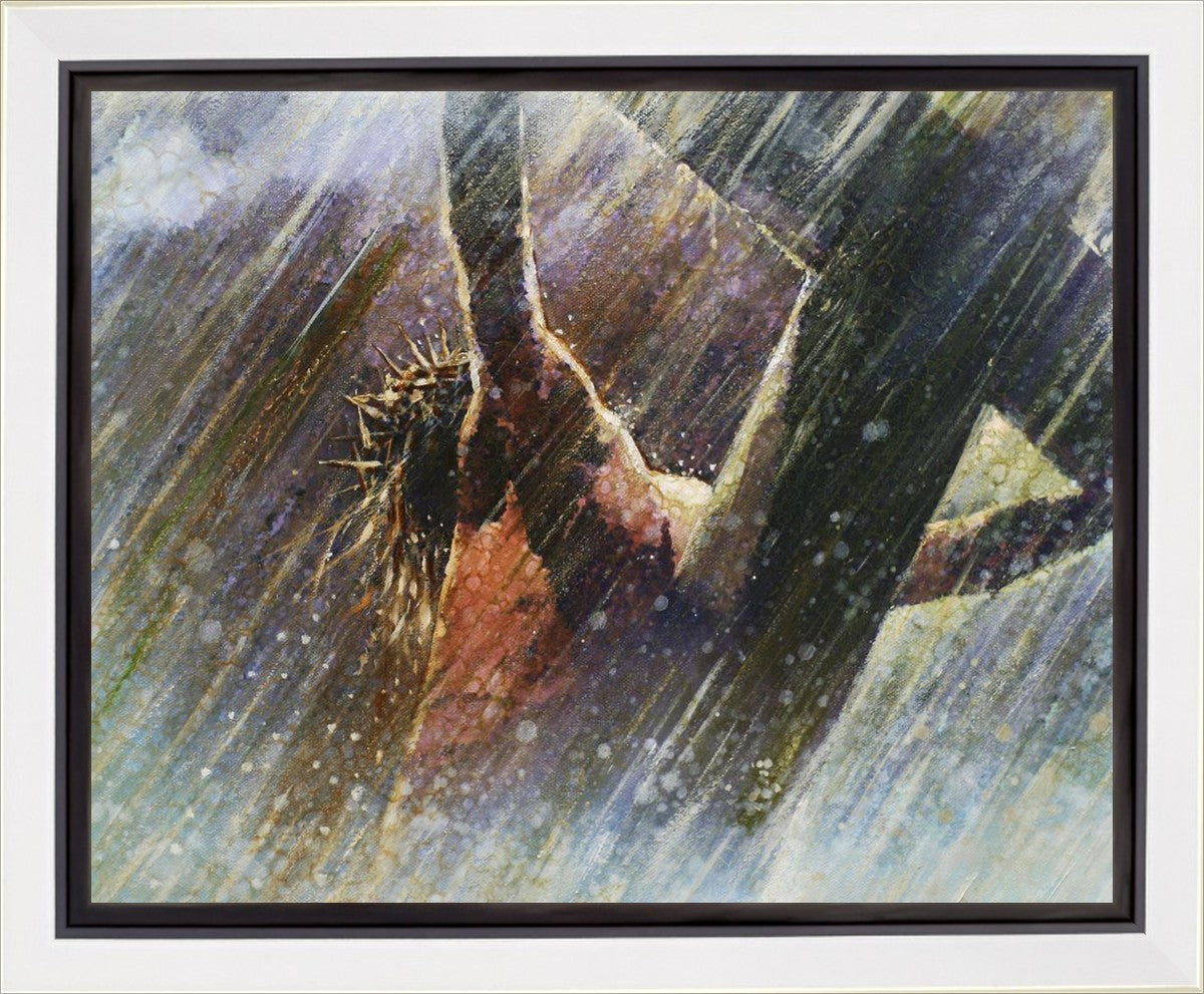 Religious Wall Art - Hand-Painted Crucifixion Gallery Wrap Canvas for Home & Church Decor - Perfect for Living Room, Bedroom & Worship Spaces