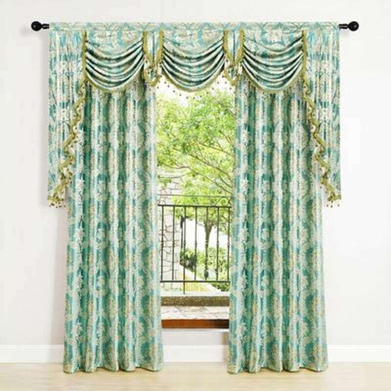 Rémy European Jacquard Flower Valance Blue - Elegant Window Valance for Living Room, Bedroom & Kitchen Decor