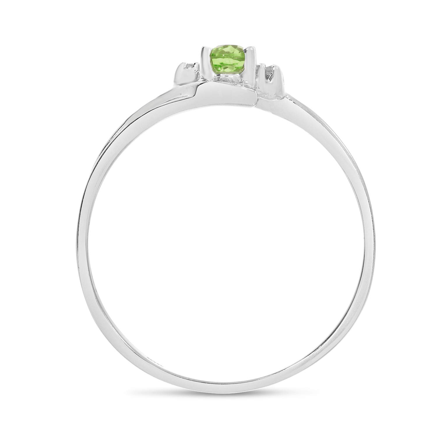 14K White Gold Oval Peridot and Diamond Ring for Women - Elegant Birthstone Jewelry Gift for Engagement, Anniversary & Special Occasions