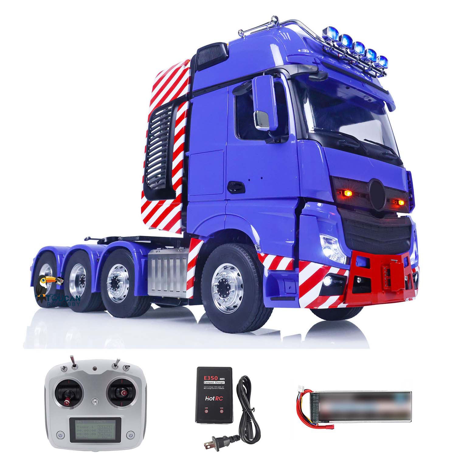 1/14 Scale LESU 8X8 RC Tractor Truck with 3-Speed Transmission - Remote Control Construction Vehicle Model with Equipment Rack & Decorative AC - Perfect for Construction Site Play, Off-Road Adventure & RC Hobby Enthusiasts