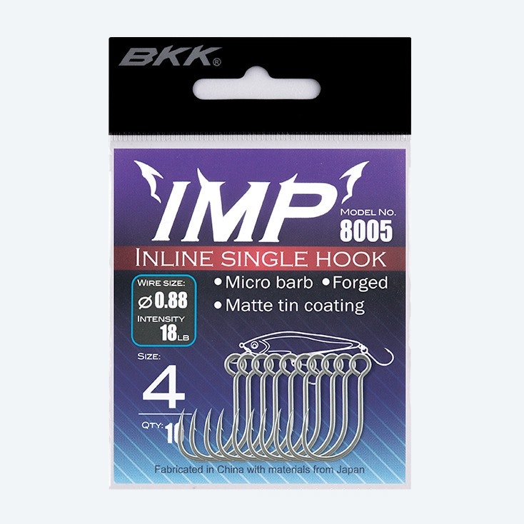BKK IMP Inline Fishing Hooks - Sharp & Durable Saltwater & Freshwater Hooks for Bass, Trout, and More - Perfect for Anglers & Fishing Enthusiasts