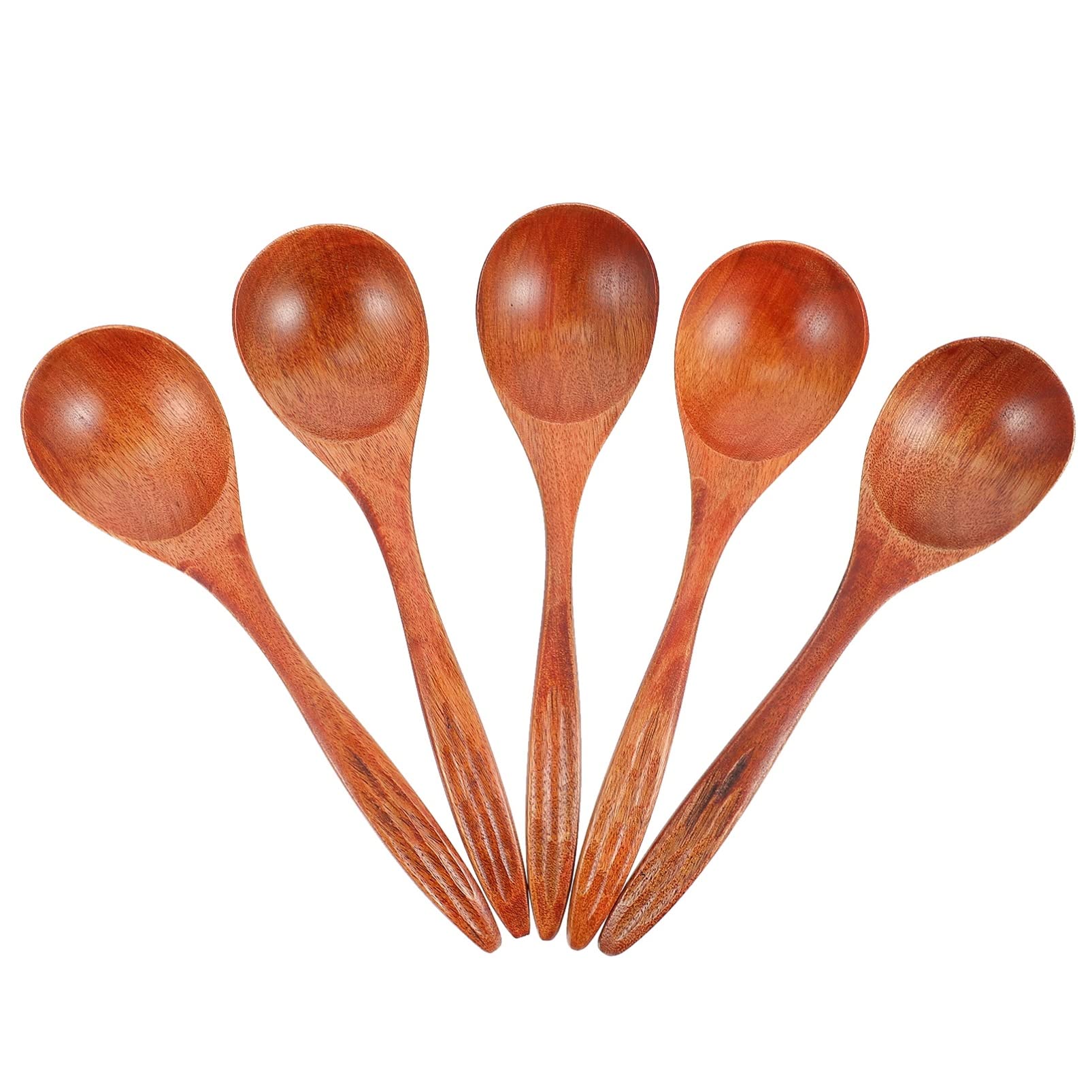 YARDWE 5-Piece Wooden Spoon Set - Small Wooden Spoons for Soup, Coffee, Rice, Salad, Desserts, Snacks & Fruits - Eco-Friendly Kitchen Utensils for Serving & Eating - Perfect for Home, Restaurants & Picnics