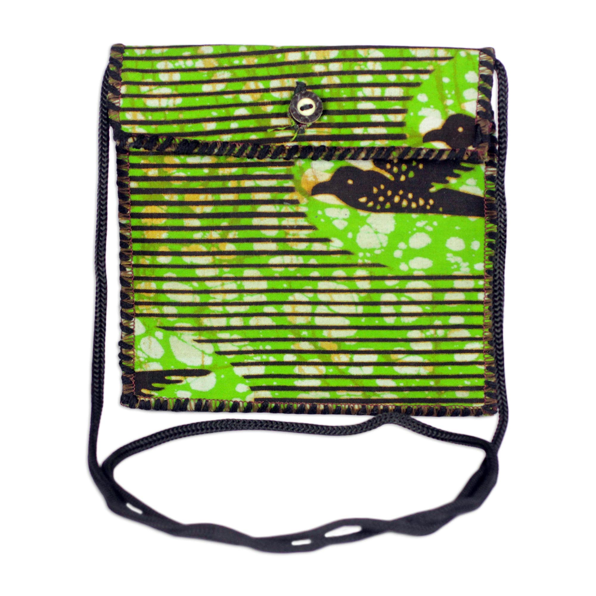NOVICA Eco-Friendly 100% Cotton Shoulder Bag - Handmade Green Tag-Along Tote for Women | Perfect for Travel, Beach, Shopping & Daily Use