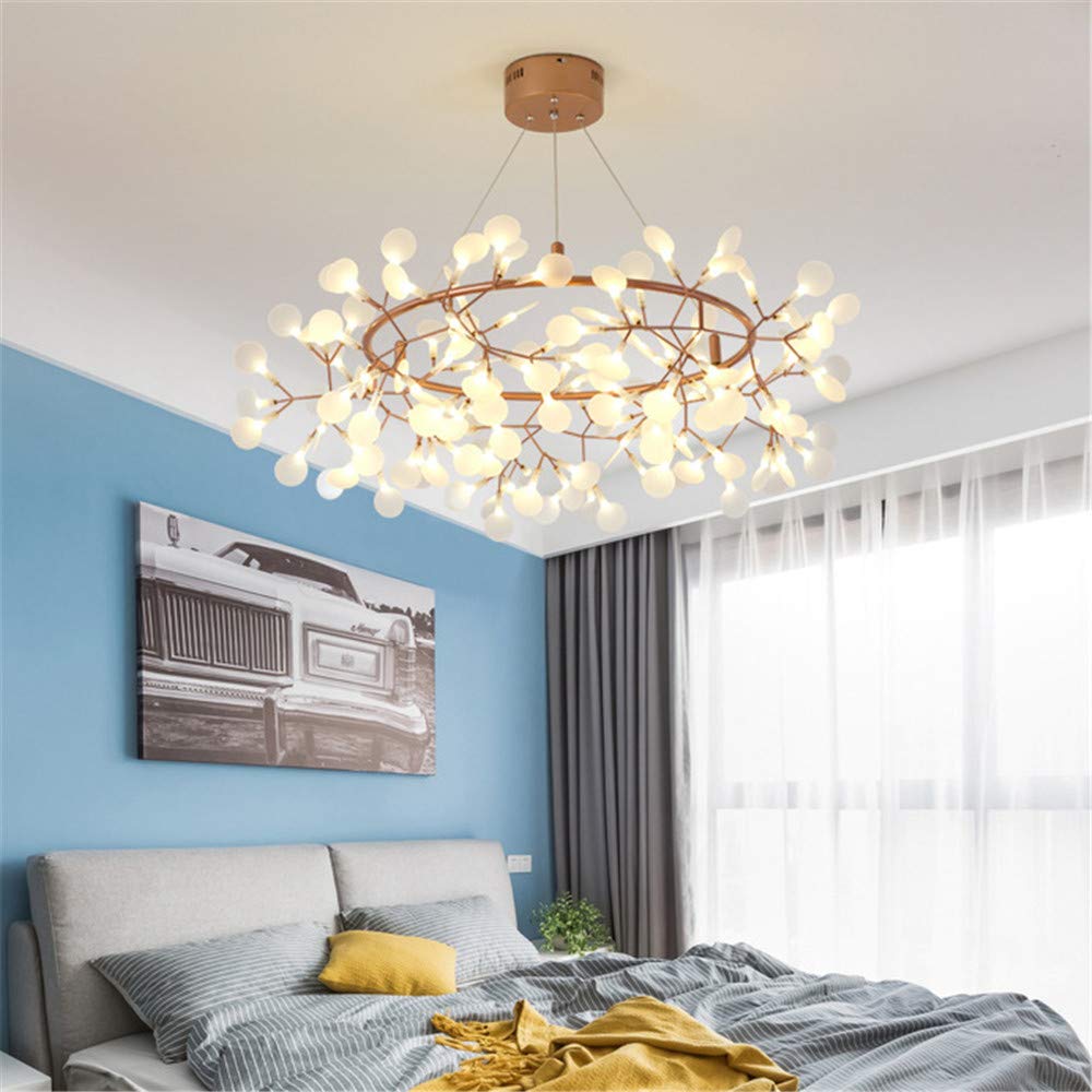 NIUYAO 81-Light Sputnik Firefly LED Chandelier - Modern Rose Gold Branch Pendant Lighting Fixture with Bulbs Included | Perfect for Dining Room, Living Room & Bedroom Decor