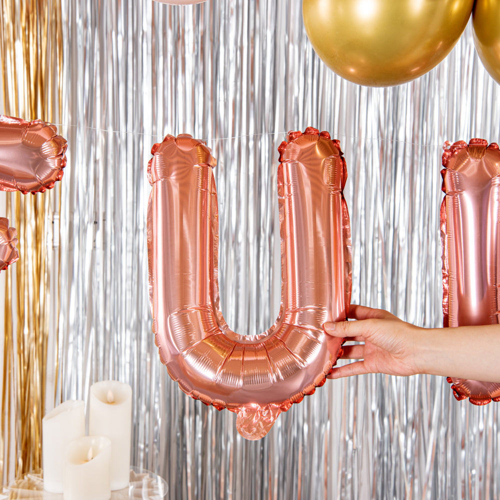 Balloonify Rose Gold Mylar Letter U Balloon - 16 Inch Large Foil Alphabet Balloon for Birthday Party Decorations, Wedding, Baby Shower & Anniversary Celebrations (1 Count Box)
