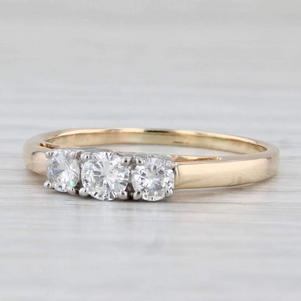 0.50ctw Diamond Three Stone Engagement Ring - 14k Yellow Gold - Size 8 - Perfect for Proposals, Anniversaries & Special Occasions