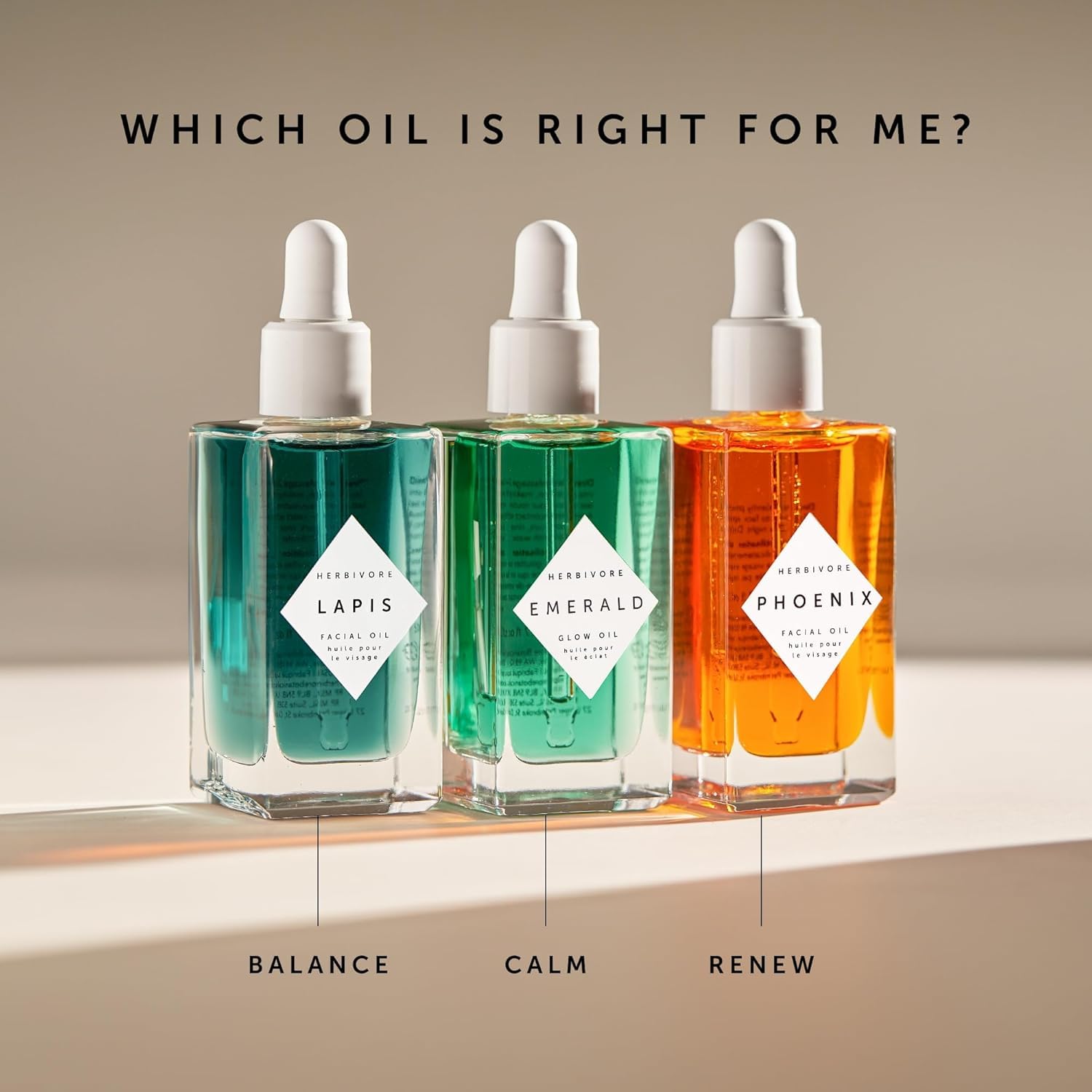 HERBIVORE Hydrating & Balancing Facial Oil Set - Lapis & Phoenix Facial Oils for Glowing Skin | Vegan Skincare Bundle for Dry, Sensitive & Combination Skin | Perfect for Night Routine & Daily Hydration