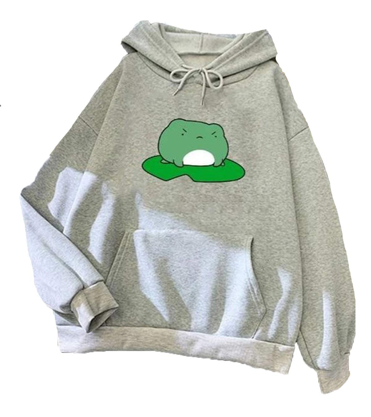 CORIRESHA Women's Cute Cartoon Frog Print Hooded Sweatshirt - Long Sleeve Pullover Hoodie with Drawstring for Casual Wear & Street Fashion