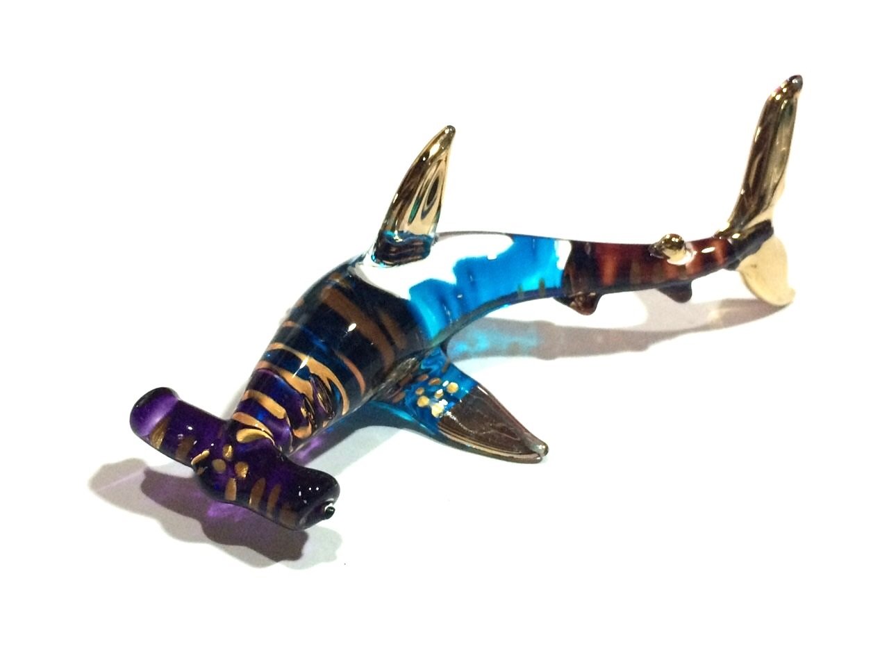 Handmade Hammerhead Shark Glass Figurine - Marine Decor for Home & Office