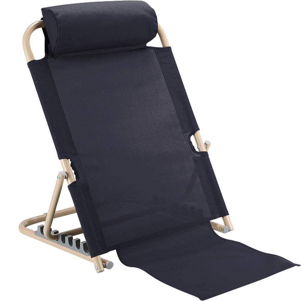 Adjustable Breathable Bed Backrest - Sit-Up Support with Head Pillow & Lumbar Support, Free Standing Folding Chair for Reading, Watching TV, and Relaxing in Bed - Black