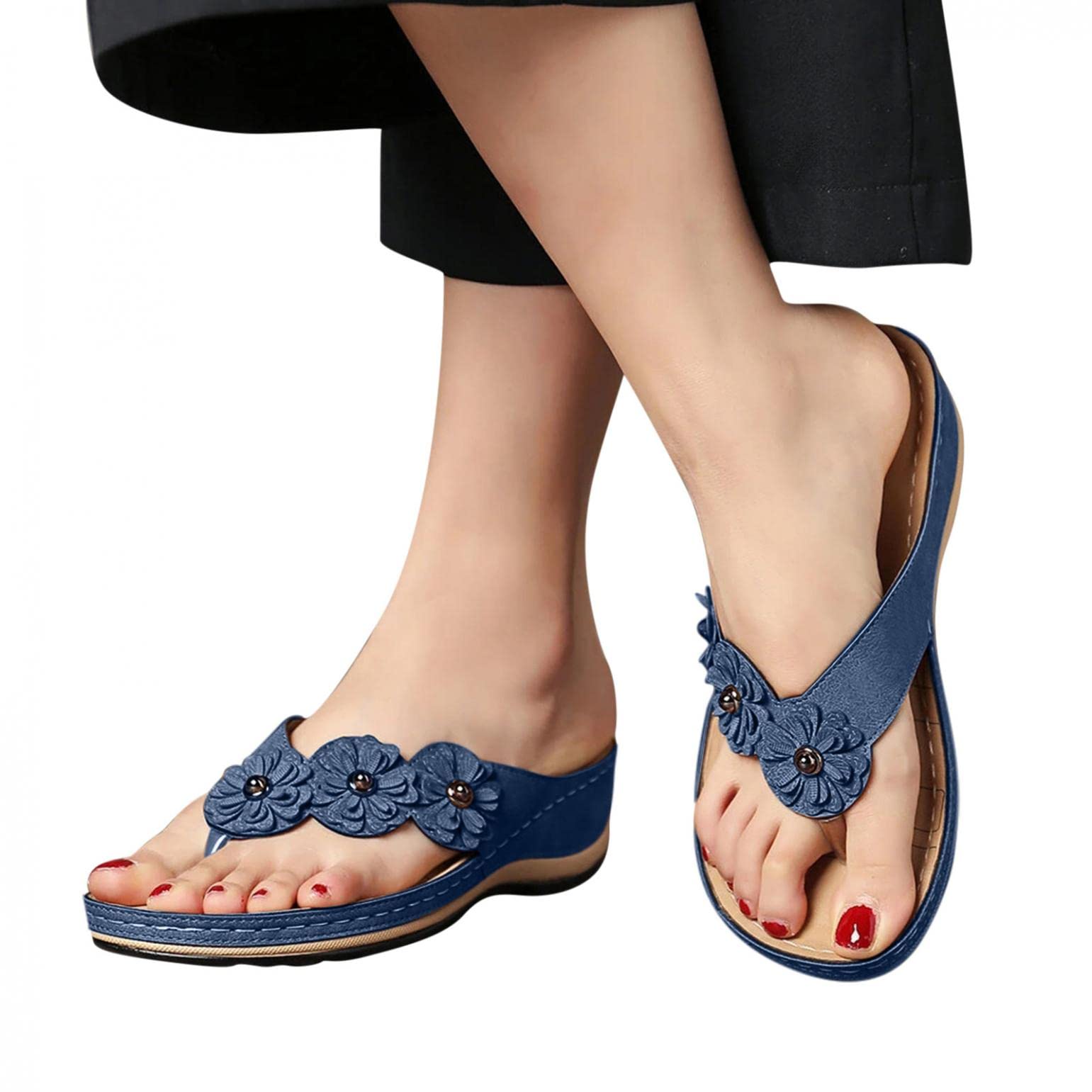Women's Summer Beach Sandals - Comfortable Flat Open Toe Roman Weave Flip Flops | Dressy Platform Sandals for Vacation, Poolside & Casual Outings