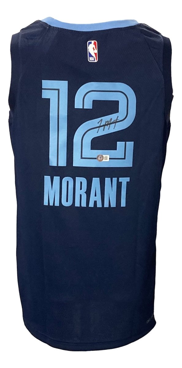 Authentic Ja Morant Signed Memphis Grizzlies Navy Blue Nike Swingman Jersey - Limited Edition NBA Collectible for Fans & Memorabilia Enthusiasts - Perfect for Display, Gifting, and Game Day Support