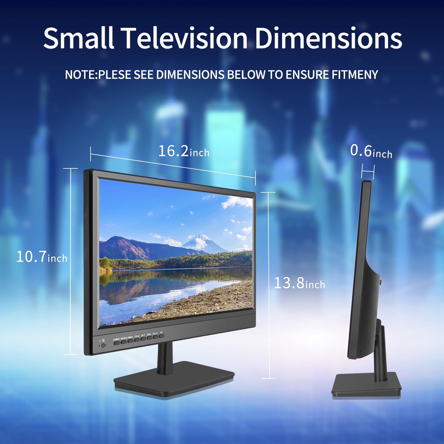 17 Inch Security Monitor with Wall Mount - Full HD CCTV Display with USB, AV/HDMI/VGA Inputs & Headphone Output - Built-in Speakers & Remote Control - Ideal for Home Surveillance, Office Security & Retail Monitoring Systems