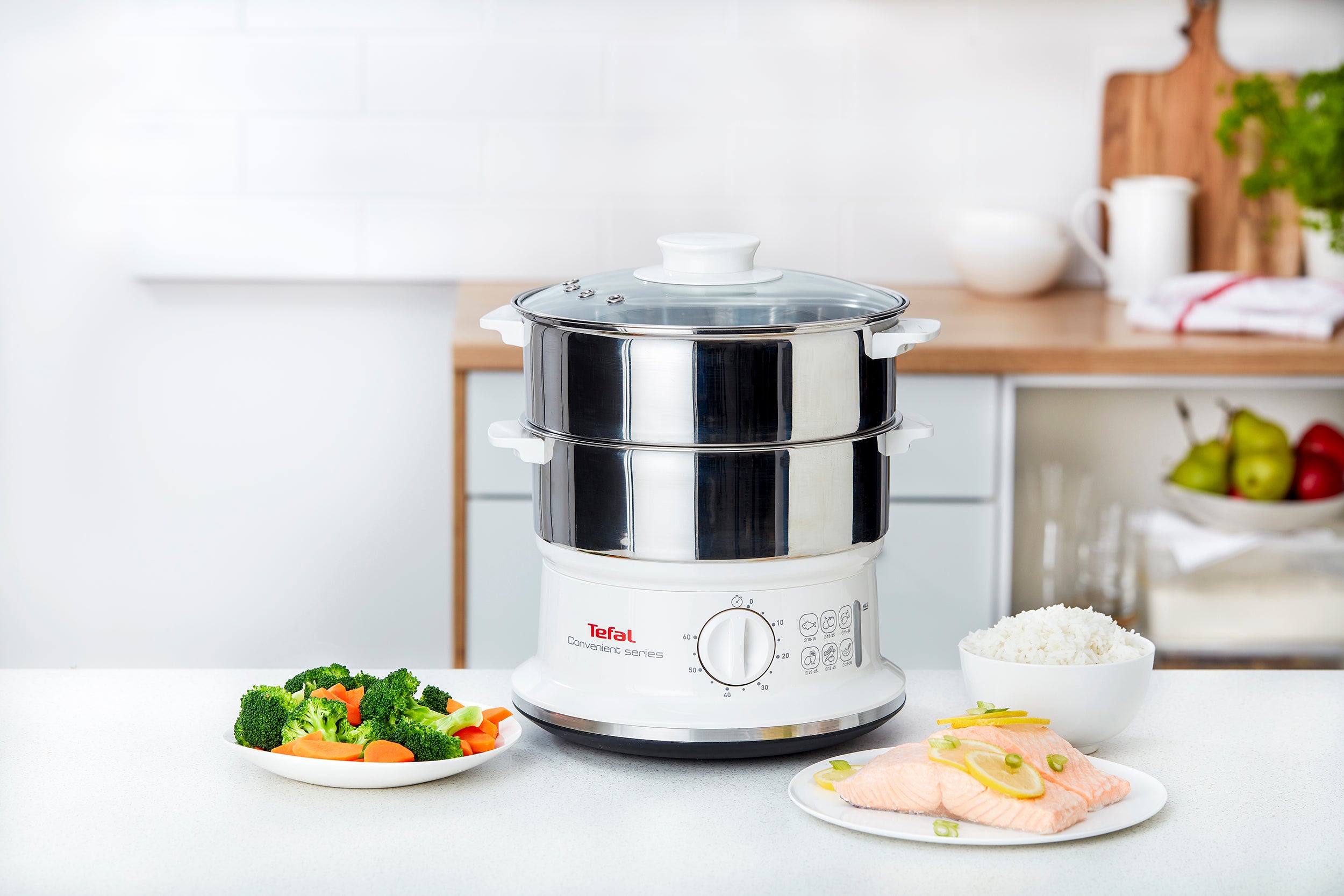 Tefal VC1451 Electric Food Steamer - 3-Tier Stainless Steel Basket for Healthy Cooking | Perfect for Vegetables, Fish & Meal Prep | Ideal for Home & Kitchen Use