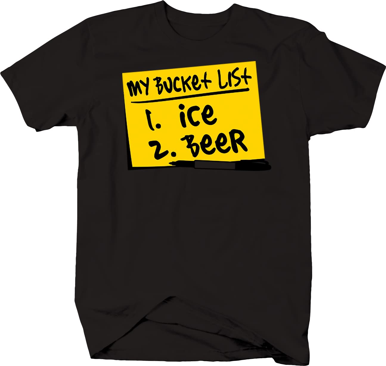 Men's Beer Bucket List Ice & Beer Graphic T-Shirt - Black | Cool Casual Tee for Beer Lovers, Parties & Bar Hopping