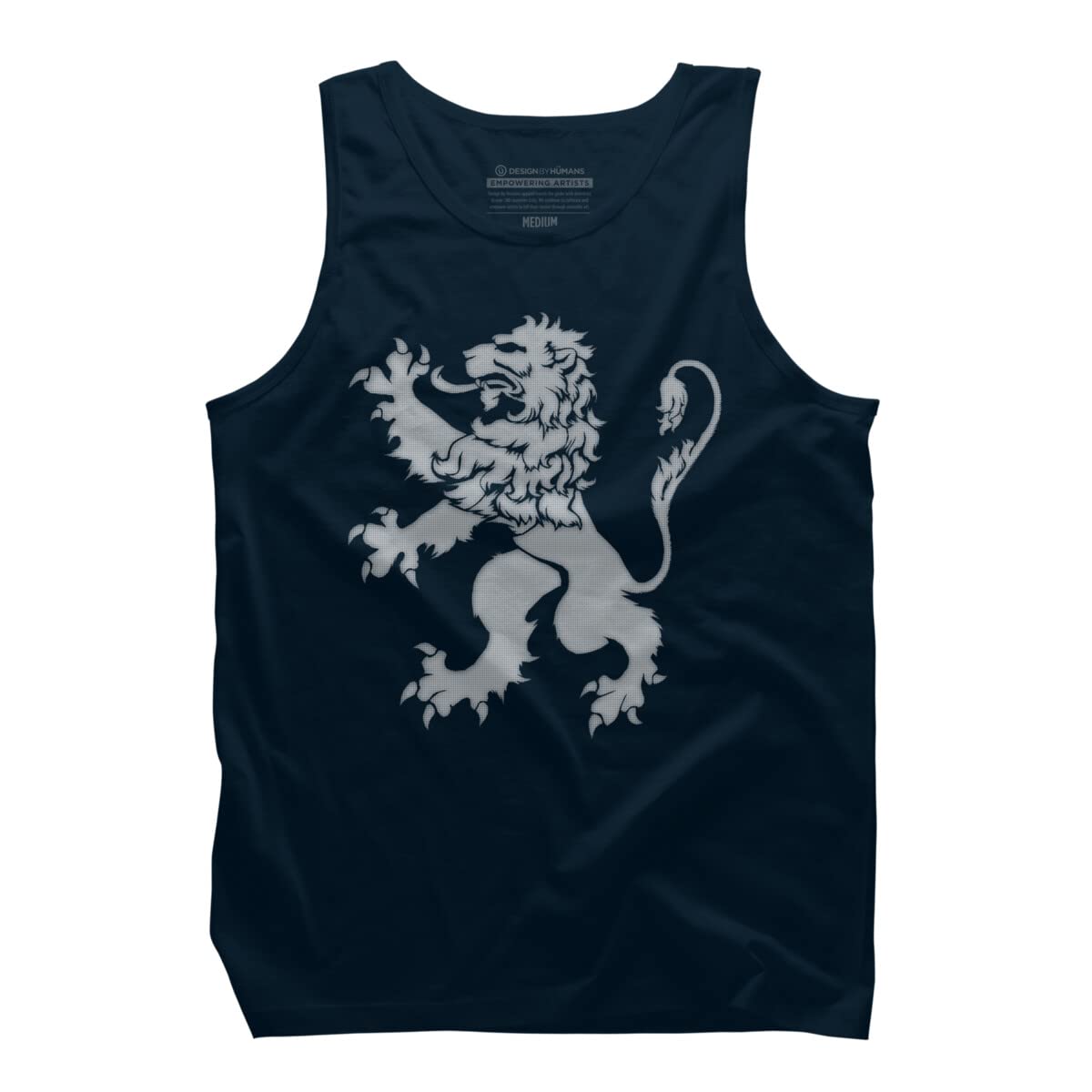 Design By Humans Men's White Lion Rampant Halftone Graphic Tank Top - Cool Summer Casual Wear for Outdoor Activities & Gym