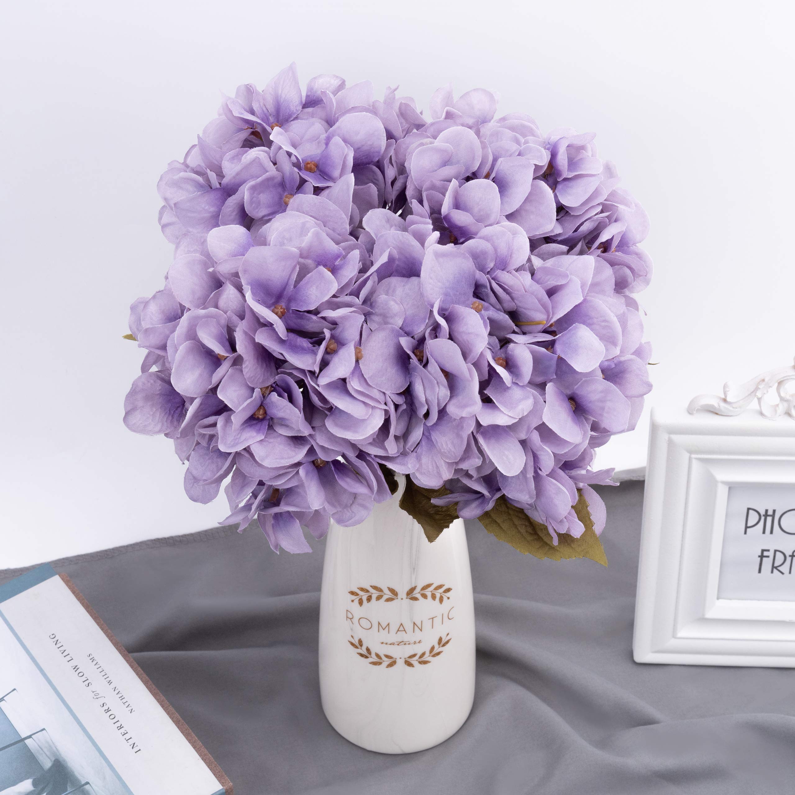 KAHAUL Artificial Silk Hydrangea Flowers with Stems - 4 Pack Purple Fake Flowers for Wedding Bouquets, Home Decor, Party, Baby Shower & Store Decoration | Perfect for Centerpieces, Table Arrangements & DIY Floral Projects