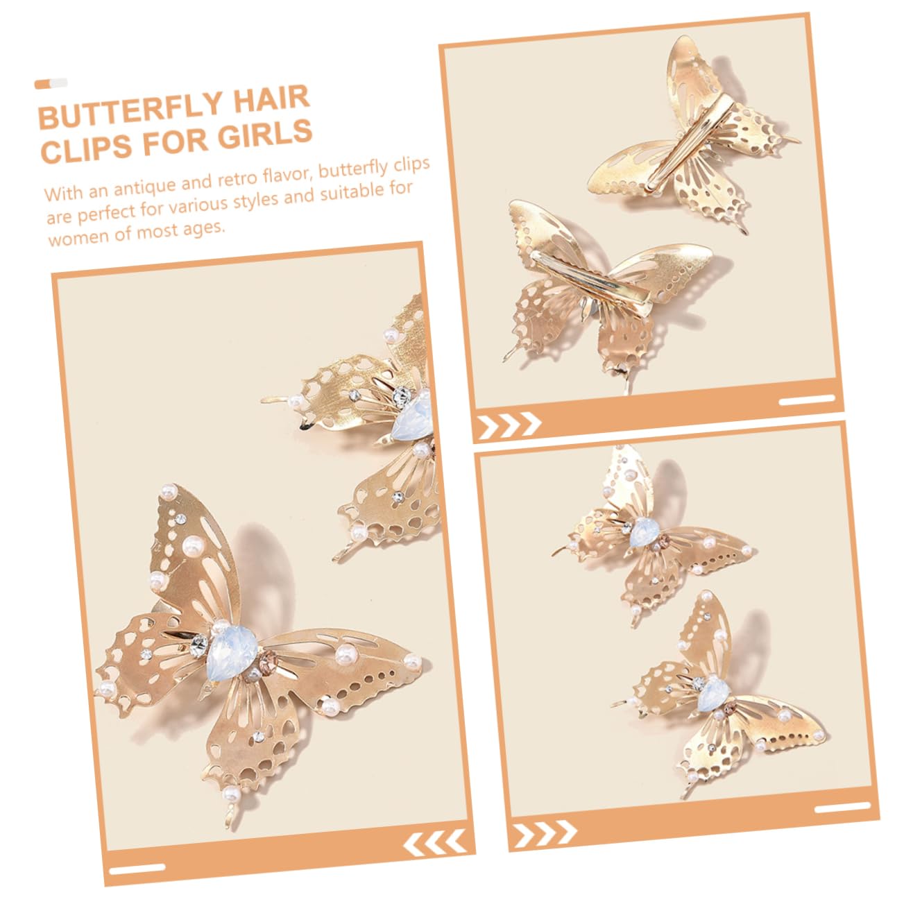 Mikinona 2-Pack Butterfly Hair Clips for Women & Girls - Small Decorative Barrettes, Alloy Fairy Hairpins for Everyday Wear, Parties & Weddings