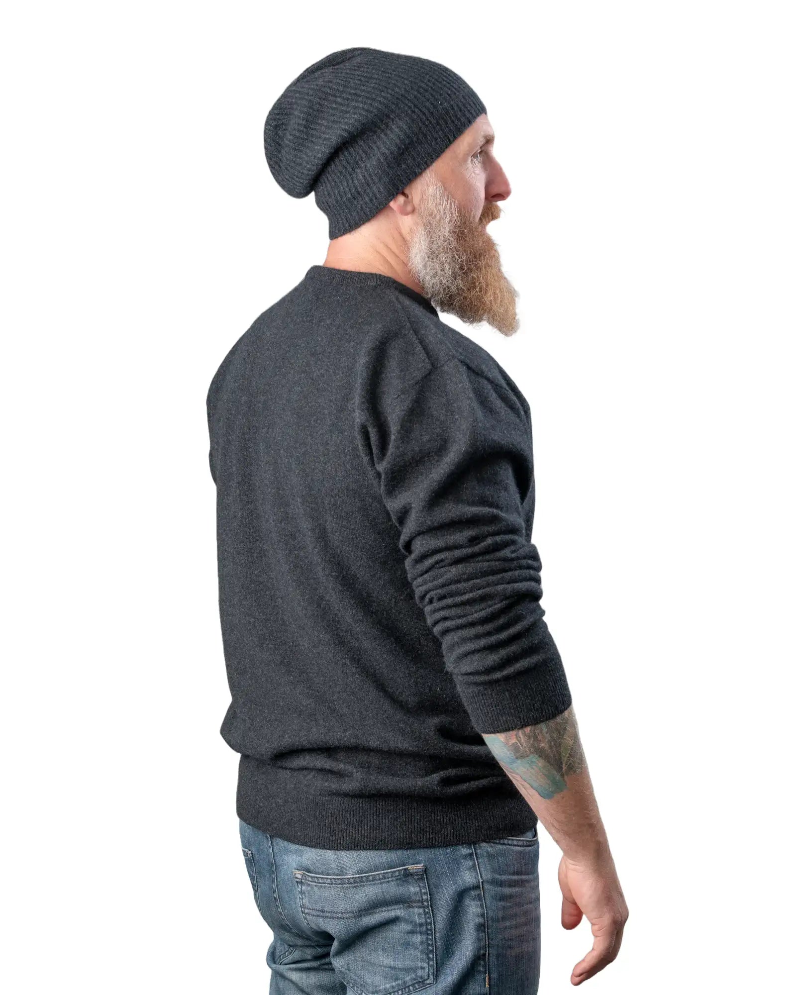 Charcoal Merino Wool Crew Neck Sweater for Men - Soft & Warm Possum Blend NB120 - Perfect for Outdoor Adventures & Casual Wear