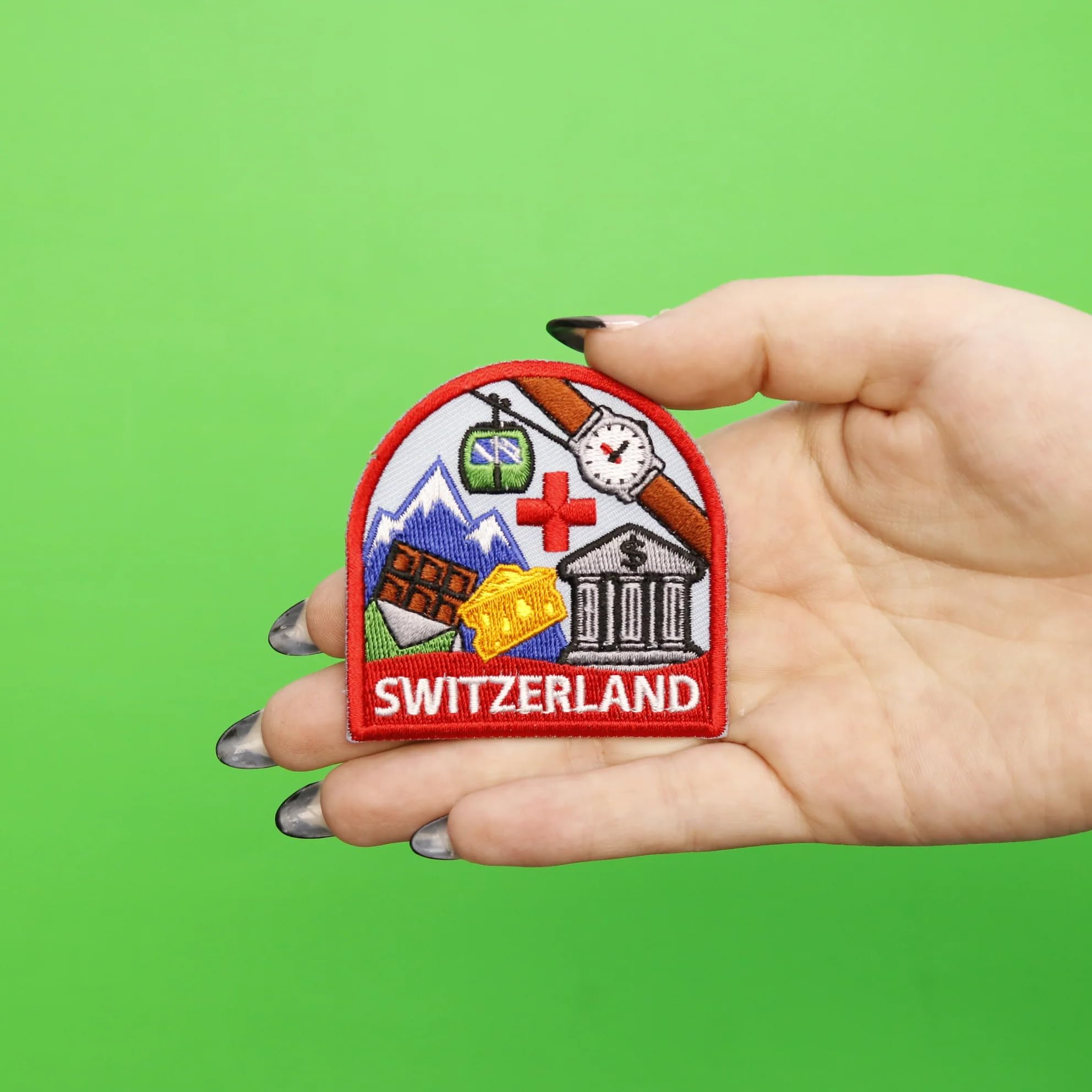 Switzerland Travel Patch - Embroidered Iron-On Country Badge for Backpacks, Jackets & Hats | Perfect for Travel Enthusiasts & Souvenir Collectors