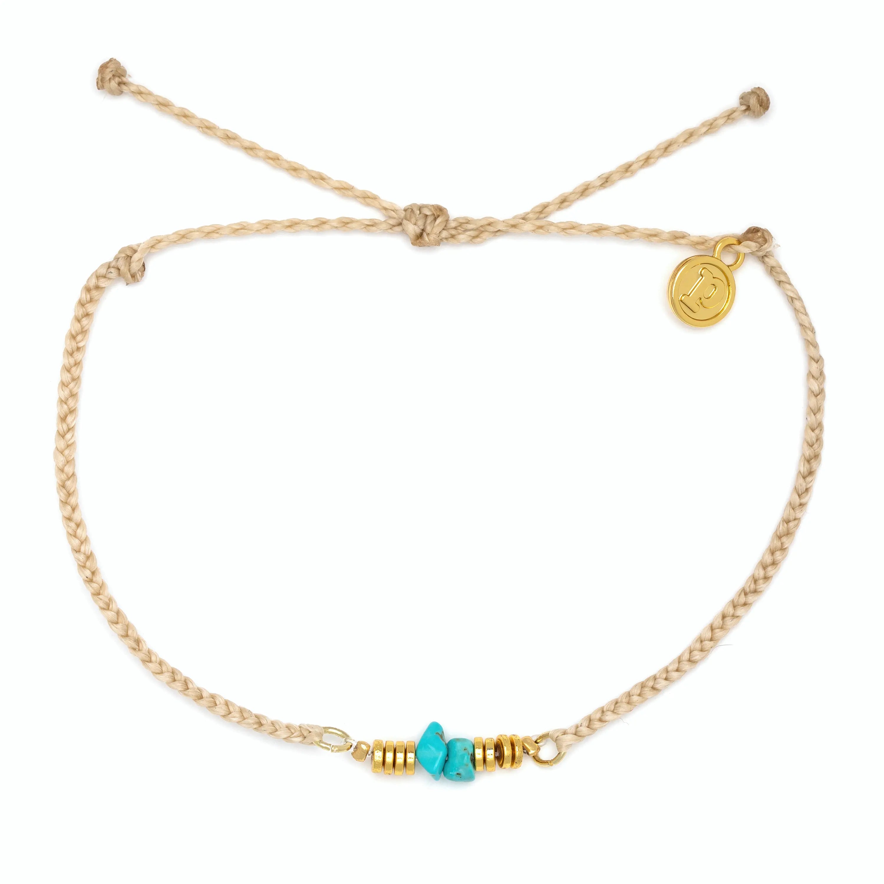 Turquoise Beaded Anklet with Tiny Braids - Stylish Bohemian Jewelry for Beach, Summer & Festival Outfits