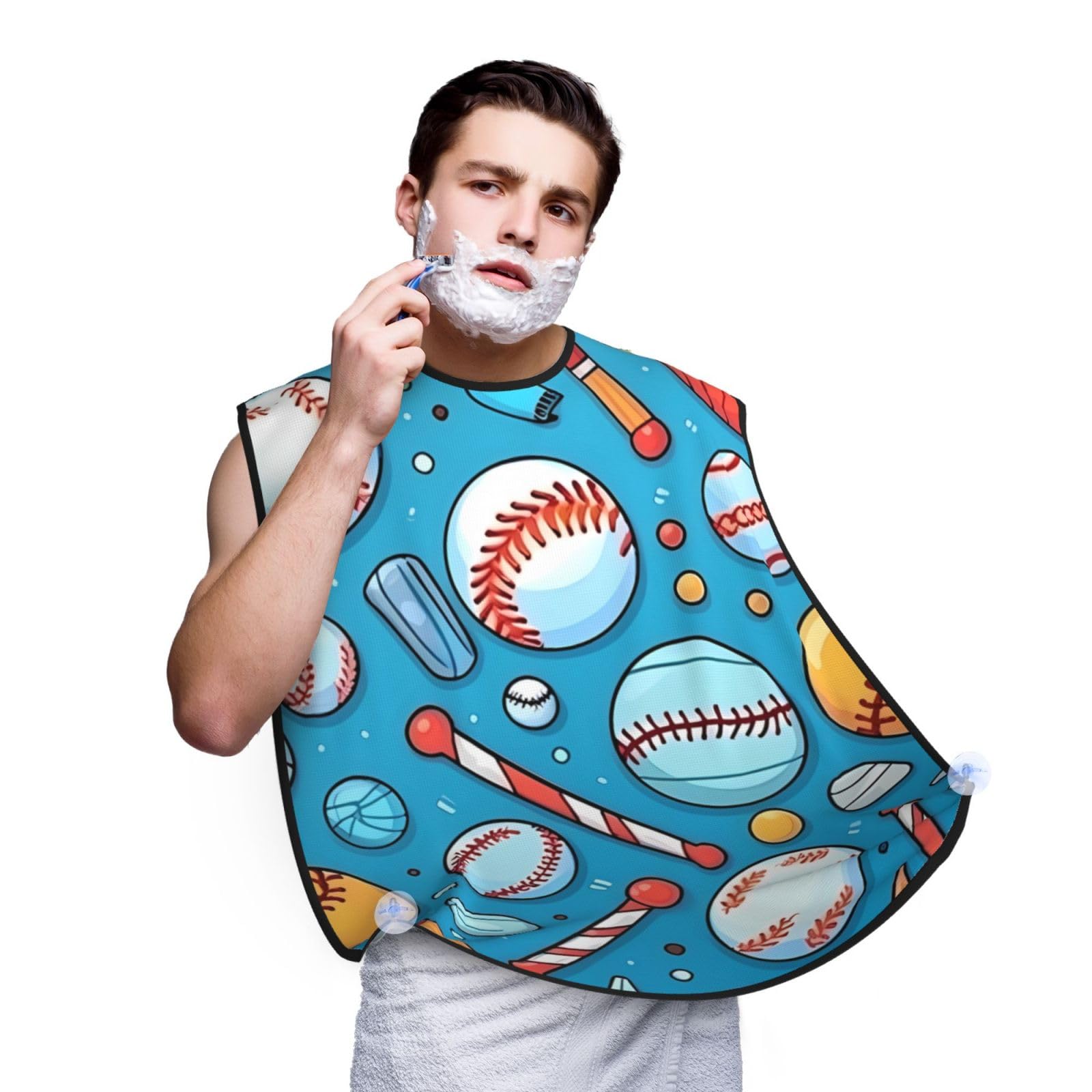 **Men's Baseball Beard Bib Apron - Non-Stick Beard Hair Catcher for Shaving & Grooming - Perfect Gift for Husband or Dad - Great for Sports, Softball & Daily Grooming**