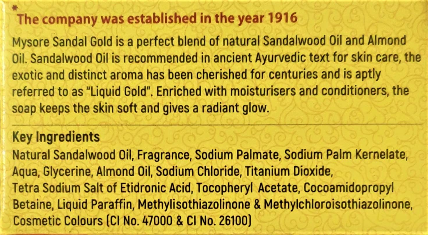 Mysore Sandal Gold Soap - 150g Natural Luxury Sandalwood Soap for Skin Care & Aromatherapy - Pack of 1 - Perfect for Daily Bathing, Gifting & Relaxation
