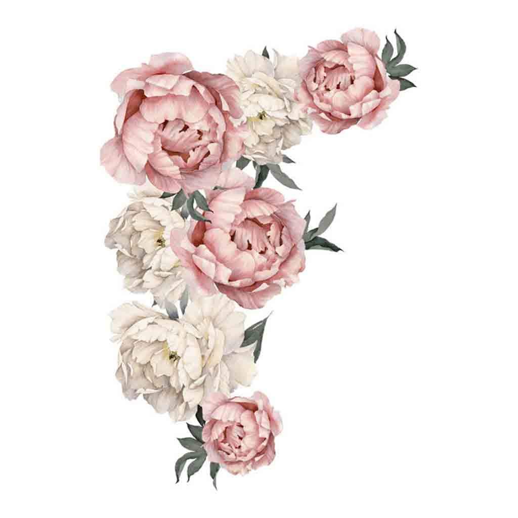 Jolincc Rose Peony Wall Mirror Decals - Nursery & Living Room Decor, Kids Wall Stickers, Floral Home Decor Letters, Multicolor One Size - Perfect for Bedroom, Playroom & Gift Ideas