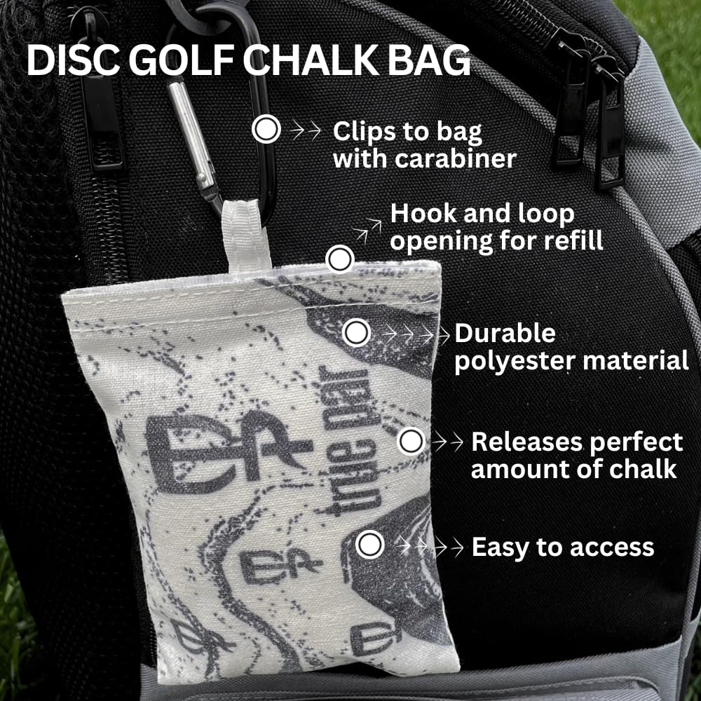 Premium Disc Golf Chalk Bag Set with 2 Extra Chalk Balls | Refillable Grip Enhancer for Better Throws | Durable Disc Golf Accessories with Carabiner Clip | Perfect Disc Golf Gift for Players | Ideal for Tournaments & Practice Sessions