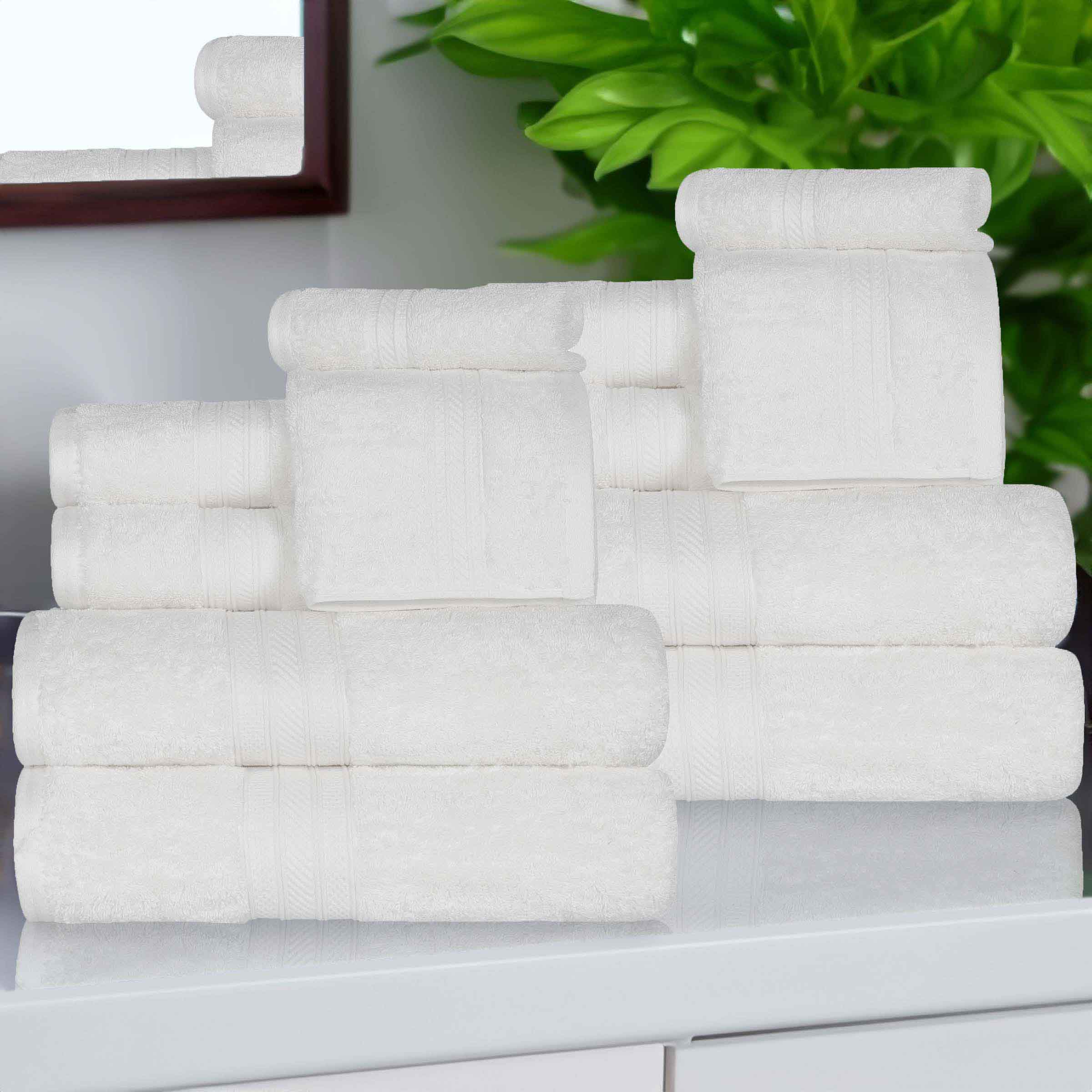 Premium Atlas Cotton Plush Heavyweight Luxury 12-Piece Bath Towel Set - Ultra Soft & Absorbent for Spa, Hotel, and Home Use