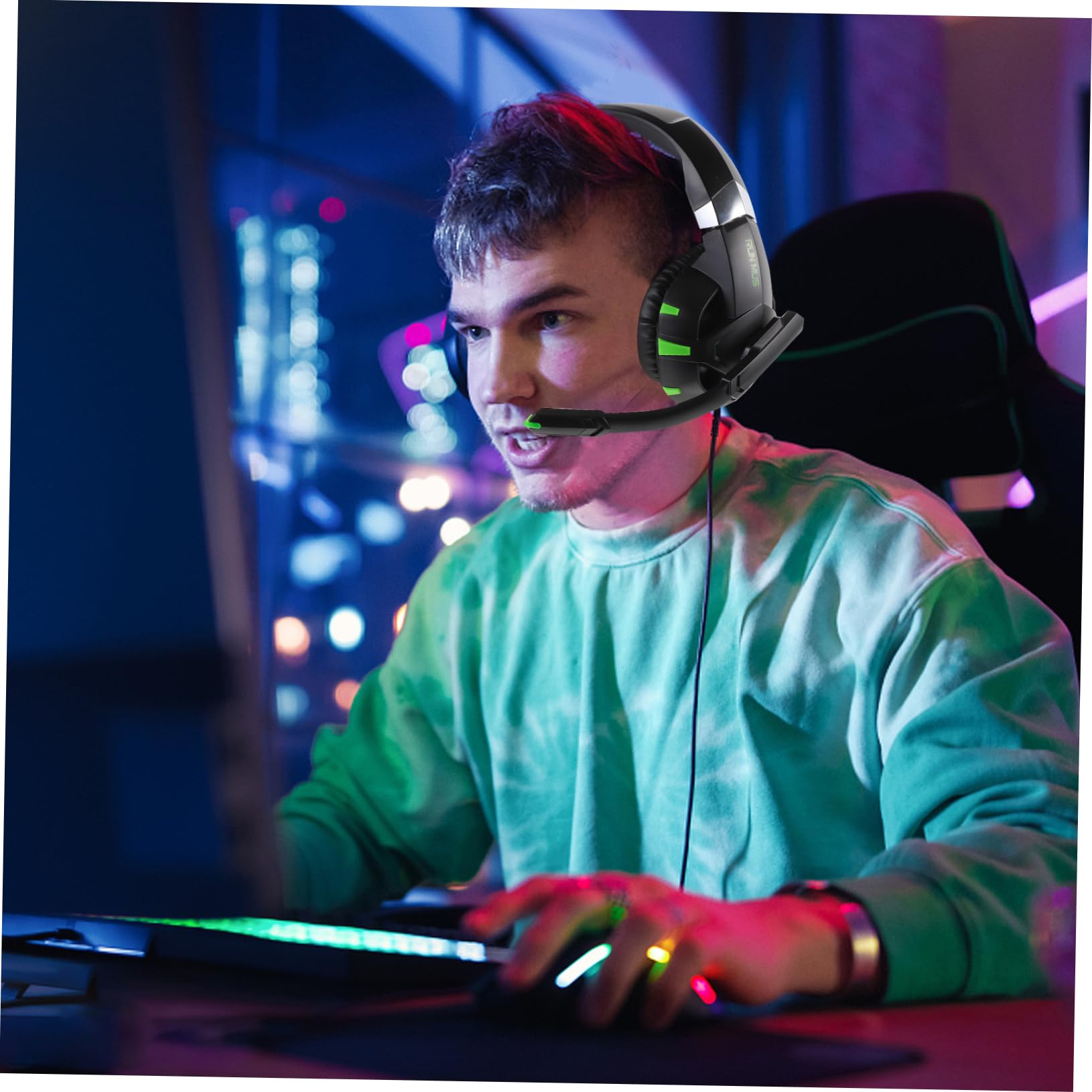 Mikikit Noise Cancelling Gaming Headphones with Microphone - Over Ear Stereo Sound Headset for PC, Laptop, PS5, Xbox - Comfortable for Long Gaming Sessions & Online Meetings