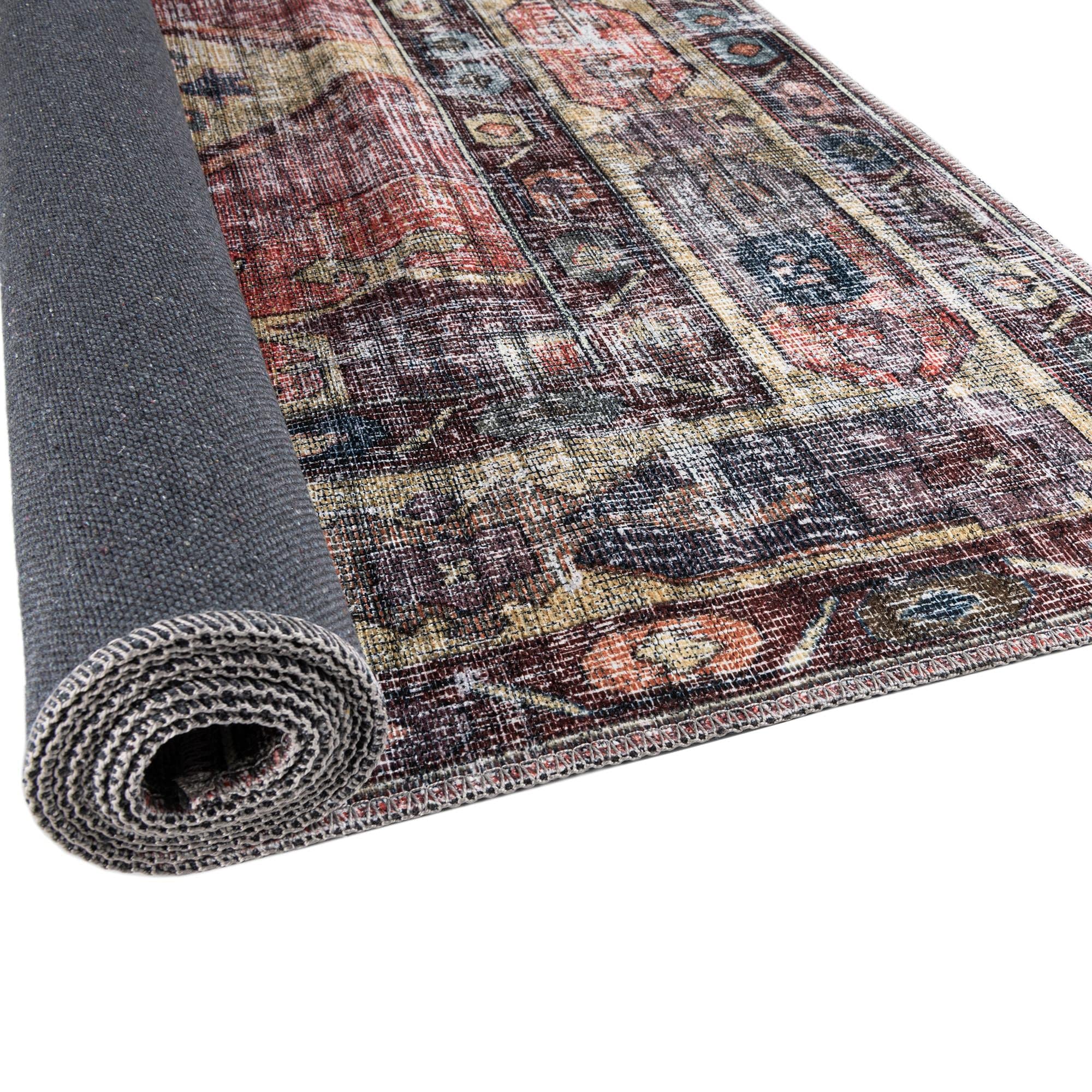 Maahru Collection Washable Rug 9' x 12' Pink Low-Pile - Machine Washable Area Rug for Living Room, Dining Room, Bedroom - Soft Modern Floor Carpet for Home Decor, Kids Play Area & High Traffic Spaces
