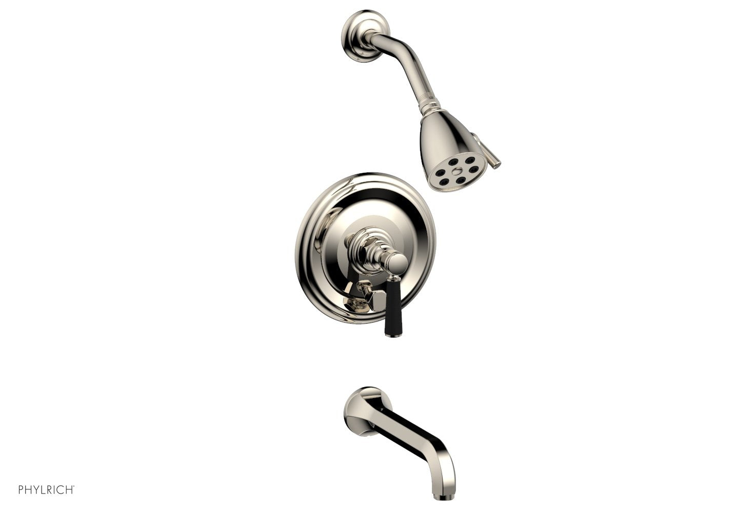 HEX TRADITIONAL Pressure Balance Tub and Shower Faucet Set - Satin Black Finish with Lever Handle (Model 500-27) | Perfect for Bathroom Renovation & Modern Home Decor
