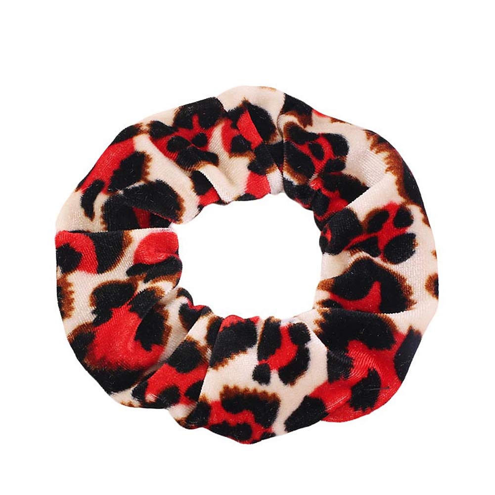 **Magik 30-60 Gold Velvet Hair Scrunchies | Soft Elastic Hair Ties for Women & Girls | Leopard & Dots Print (60 Pack) | Perfect for Workouts, School, and Everyday Styling**