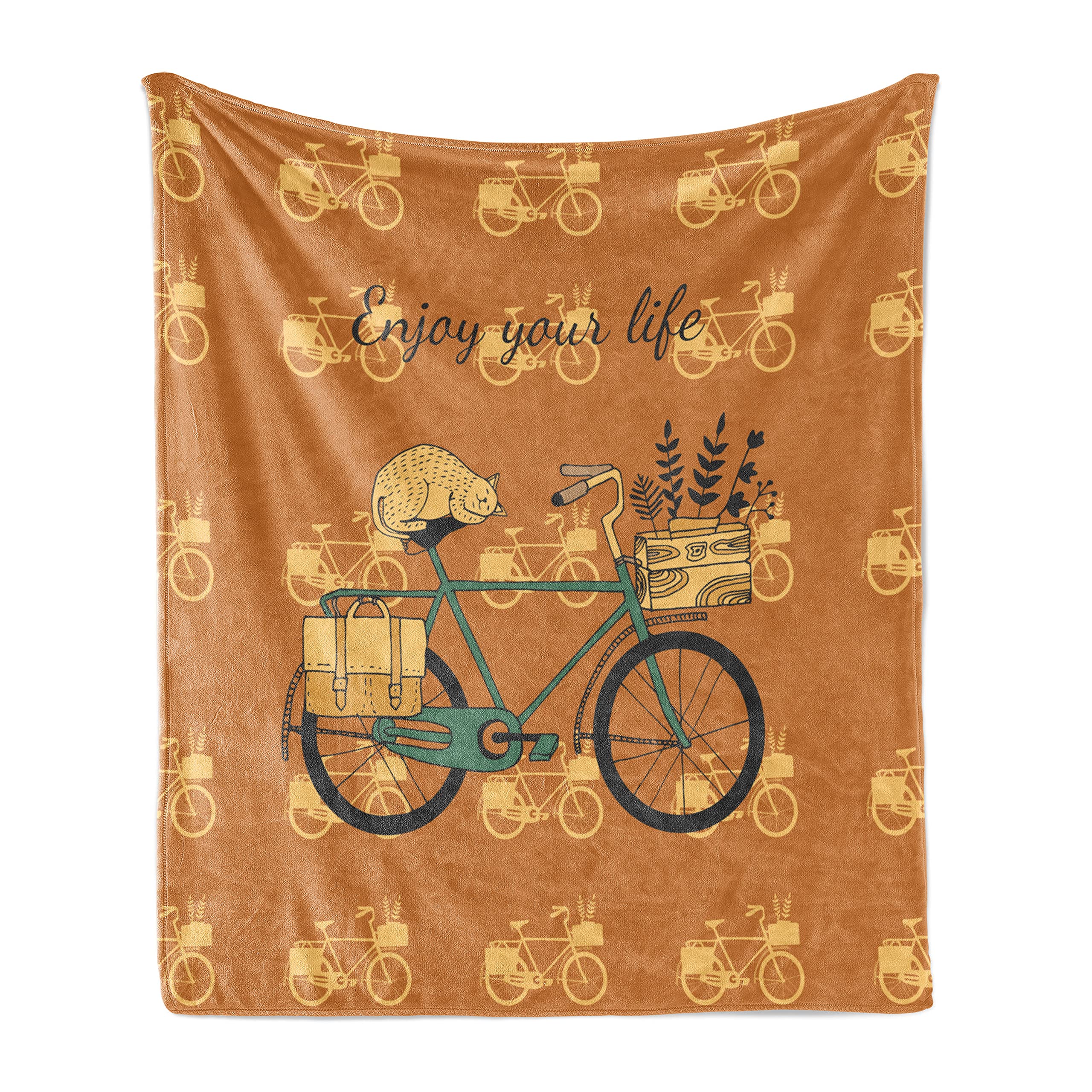 Ambesonne Vintage Bicycle Flannel Fleece Throw Blanket - 70
