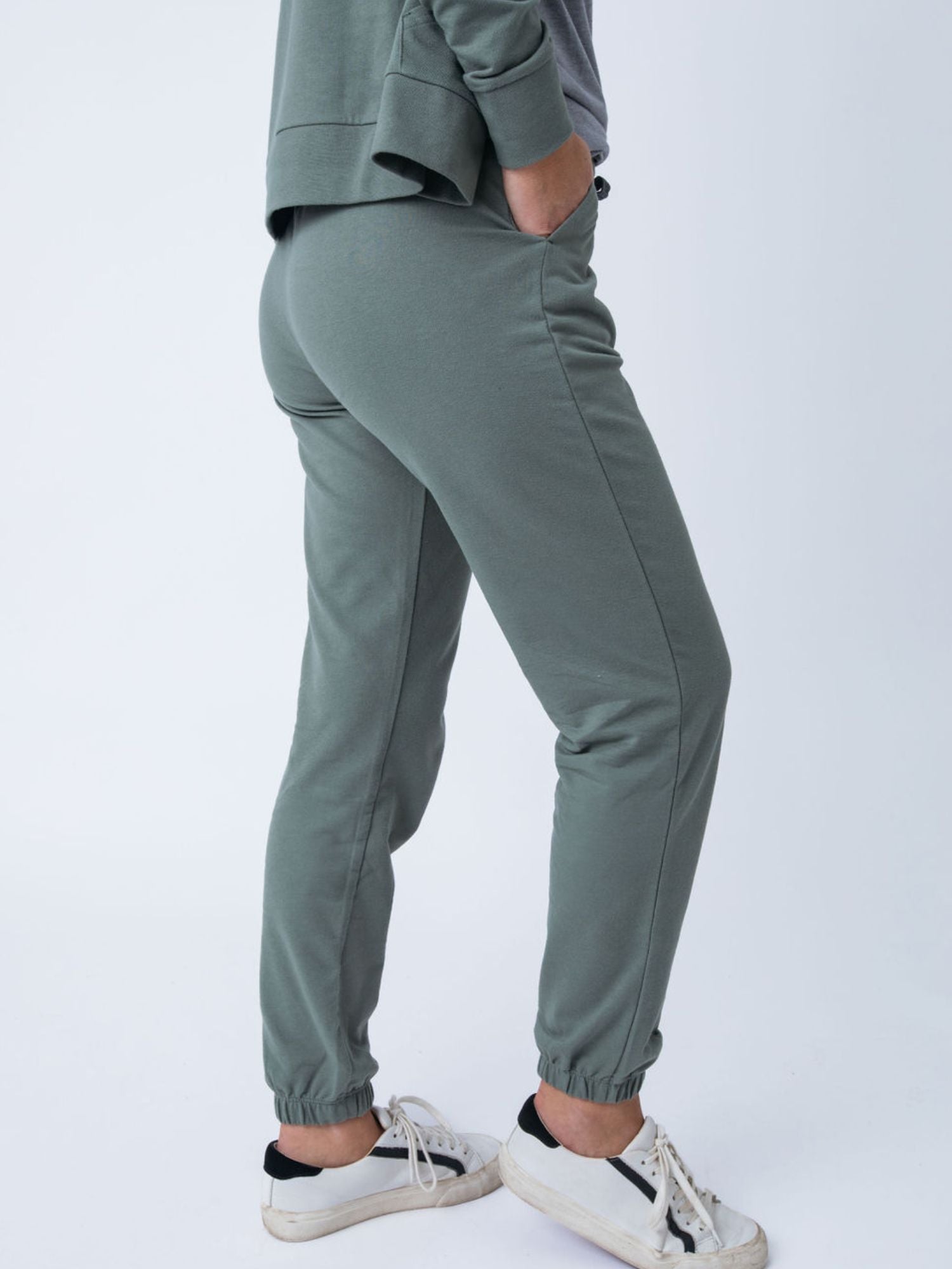 Women's Mercury Green Terry Jogger Pants - Soft Lounge Pants for Yoga, Running & Casual Wear - Final Sale