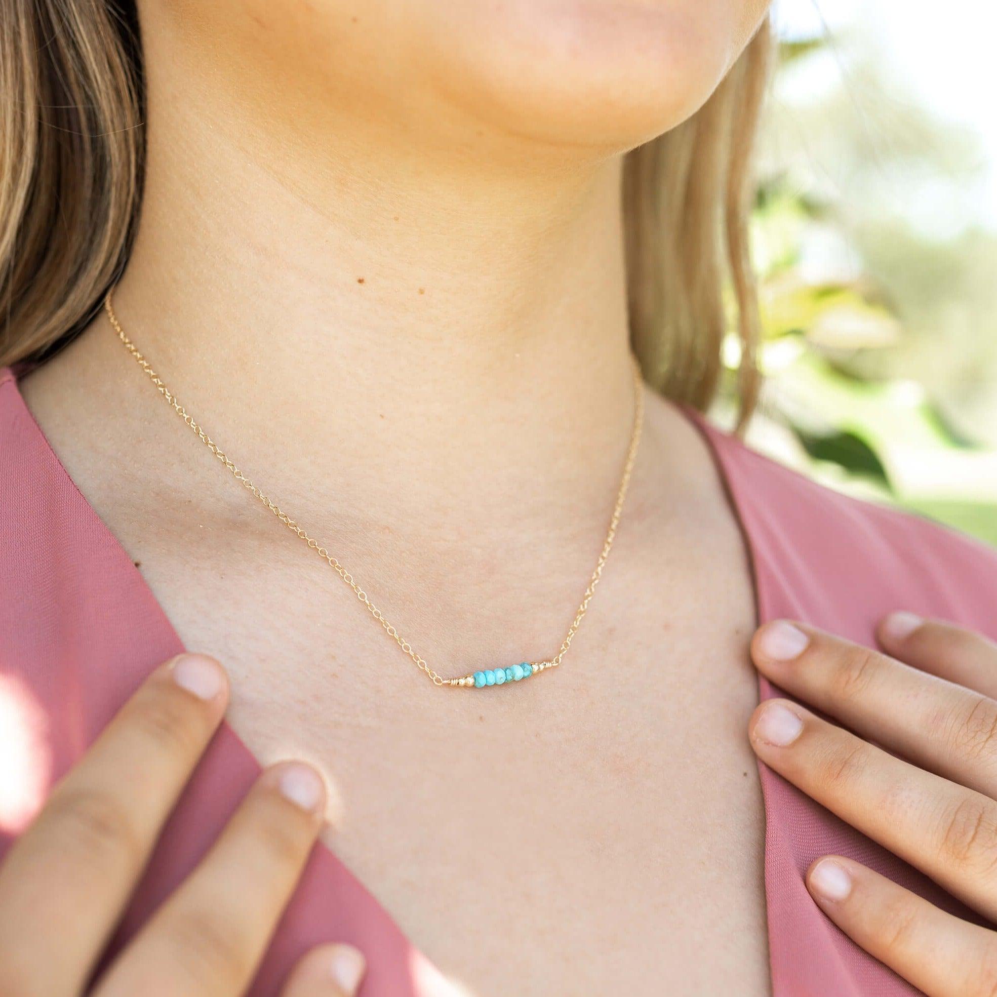 Sparkling Turquoise Faceted Bead Bar Necklace for Women - Elegant Bohemian Jewelry for Parties, Weddings & Everyday Wear