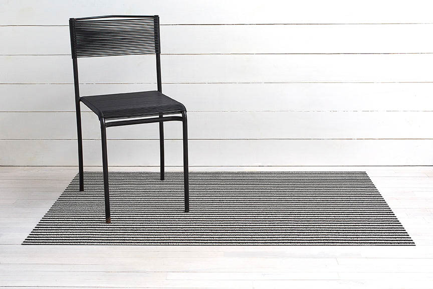 CHILEWICH Shag In Out Utility Door Mat - Water Absorbent Indoor/Outdoor Rug - Breton Stripe/Tuxedo Design - 24x36 Inches (61x91cm) - Perfect for Entryways, Patios & High Traffic Areas