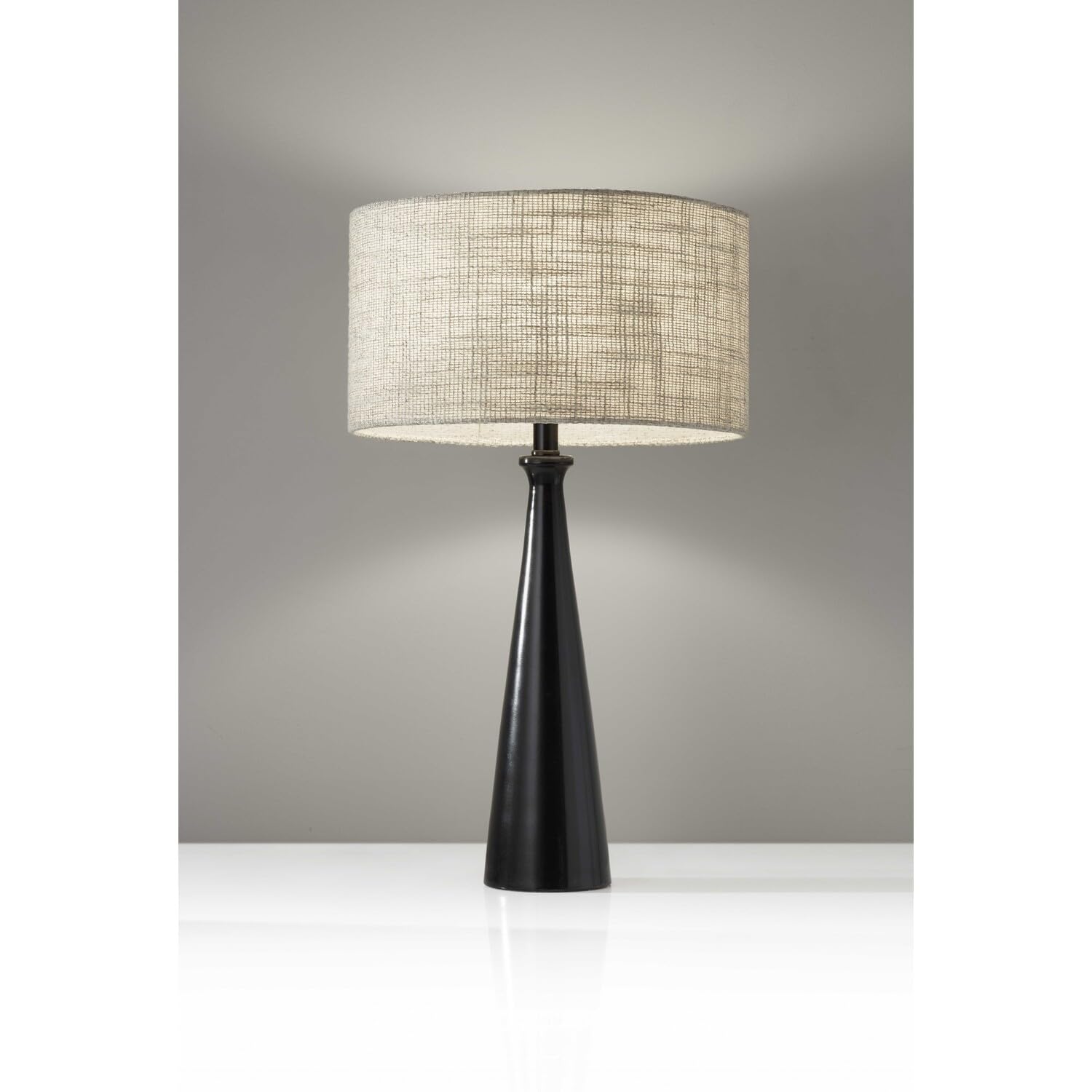 HomeRoots Black Metal Tapered Base Table Lamp - Modern Desk Lamp for Living Room, Bedroom & Office - Dimmable LED Lighting for Reading, Working & Decor