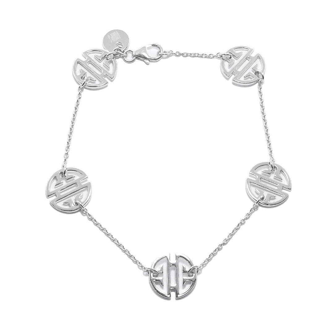Sterling Silver Adjustable Shou Station Bracelet for Women - Elegant Handmade Jewelry for Daily Wear, Gifts & Special Occasions