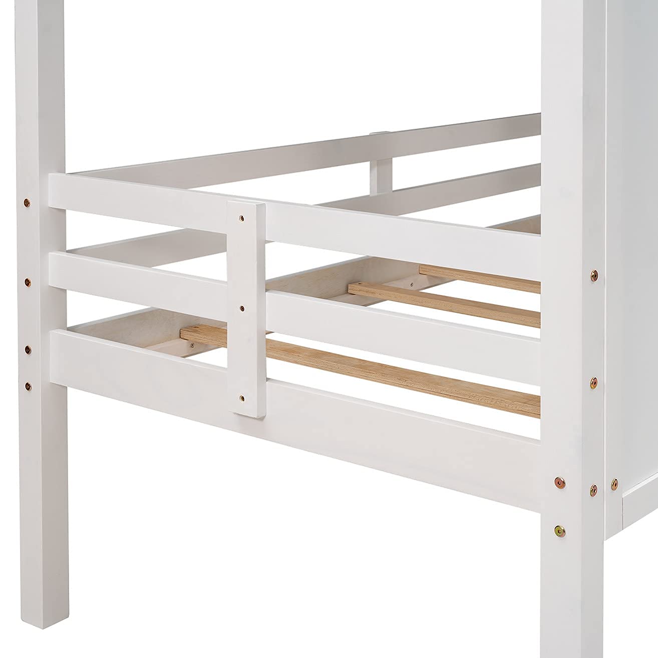 Harper & Bright Designs Twin Size Low Loft House Bed with Windows & Safety Ladder - Solid Wood Kids Bedroom Furniture for Boys Girls Teens (White & Gray) | Perfect for Small Spaces, Playrooms & Sleepovers