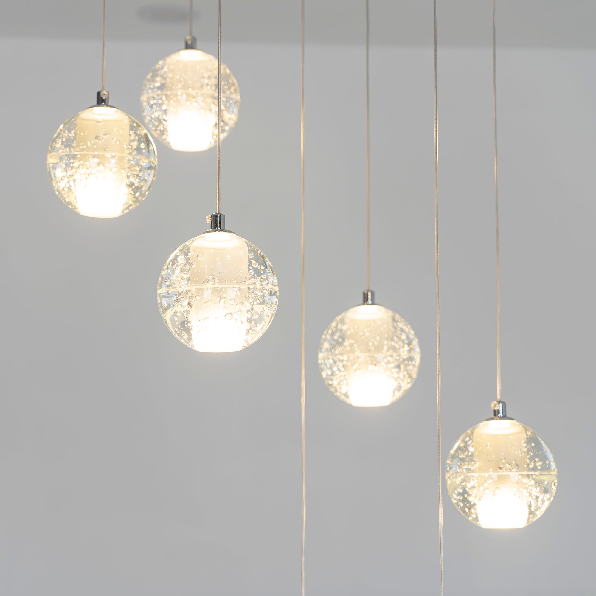 Elegant Ball Crystal Pendant Light - Modern Chandelier for Dining Room, Bedroom & Living Room Decor - Dimmable LED Hanging Light Fixture